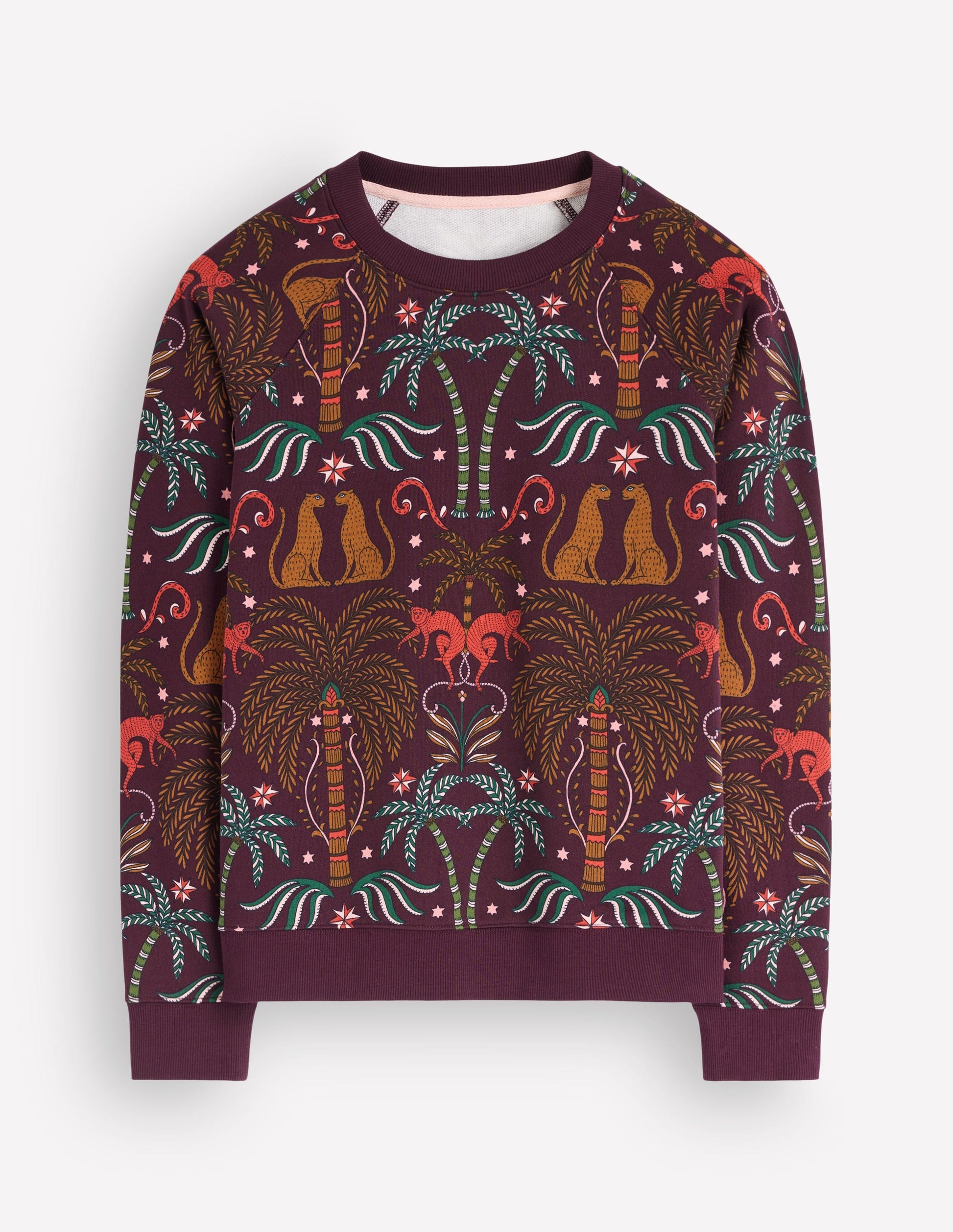 Rosa Bedrucktes Sweatshirt-Dschungelcharm Platzierter Druck-5