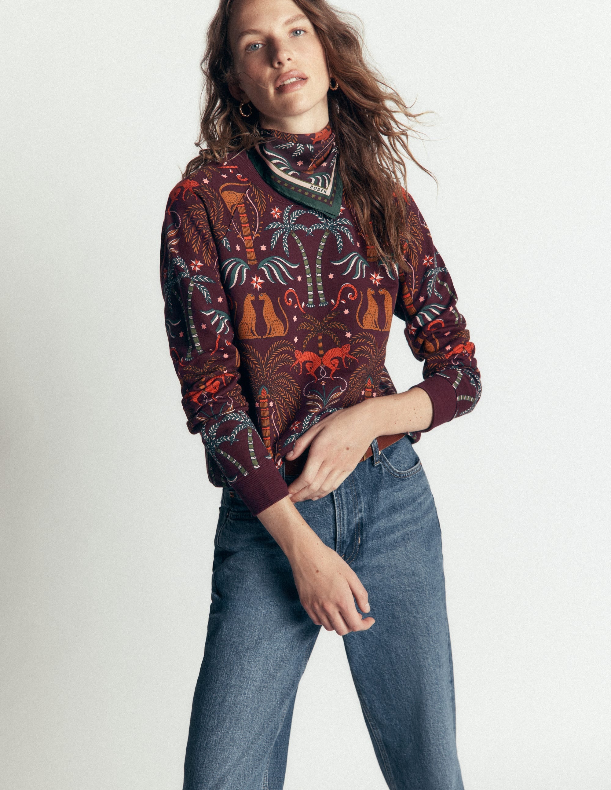 Rosa Bedrucktes Sweatshirt-Dschungelcharm Platzierter Druck - Image 2