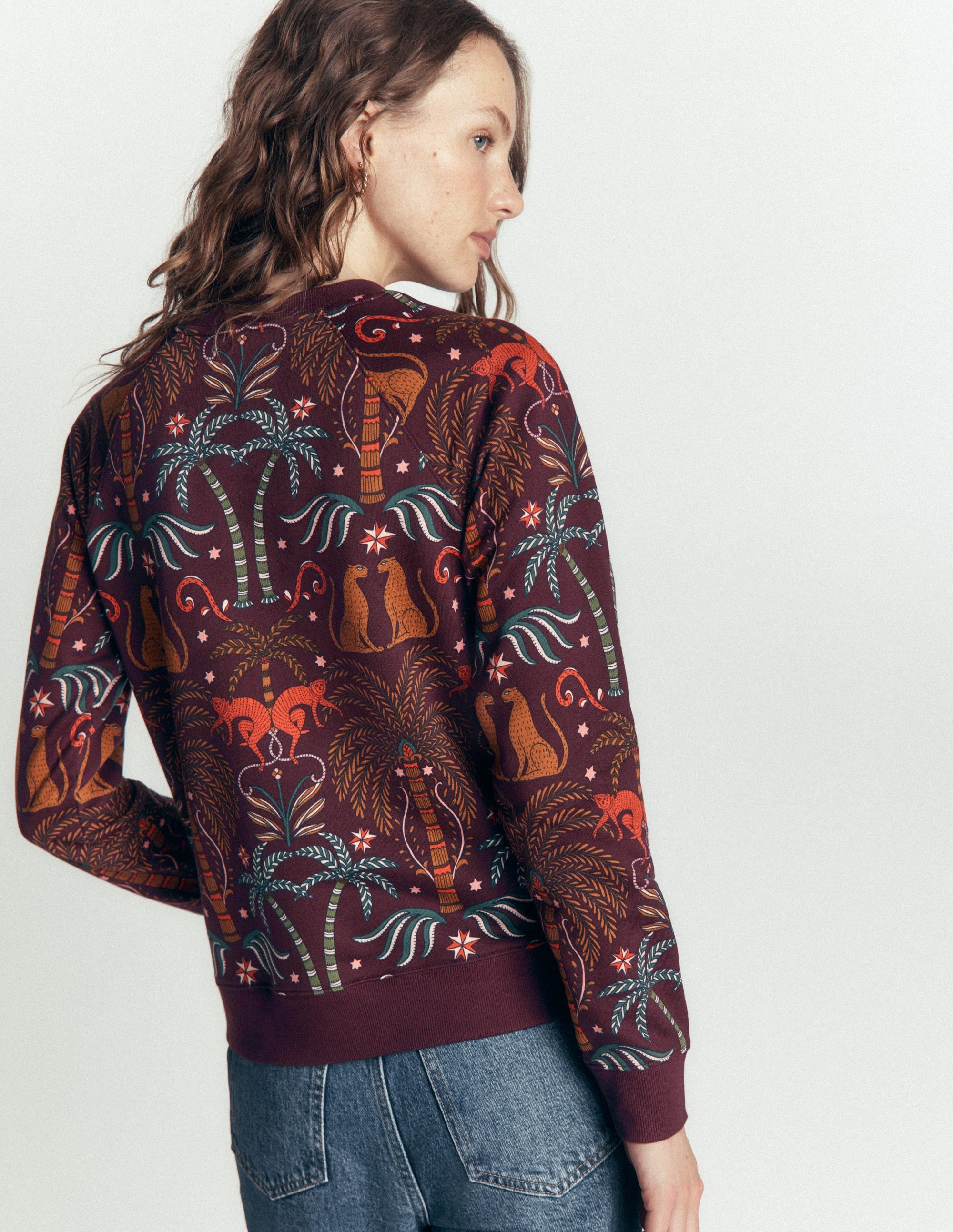 Rosa Bedrucktes Sweatshirt-Dschungelcharm Platzierter Druck - Image 3