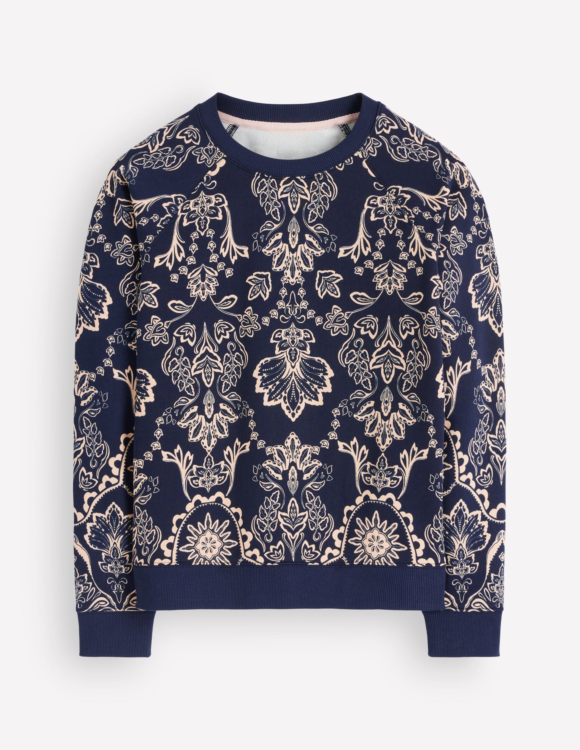 Rosa Bedrucktes Sweatshirt-Marineblau, Blumenmuster-5