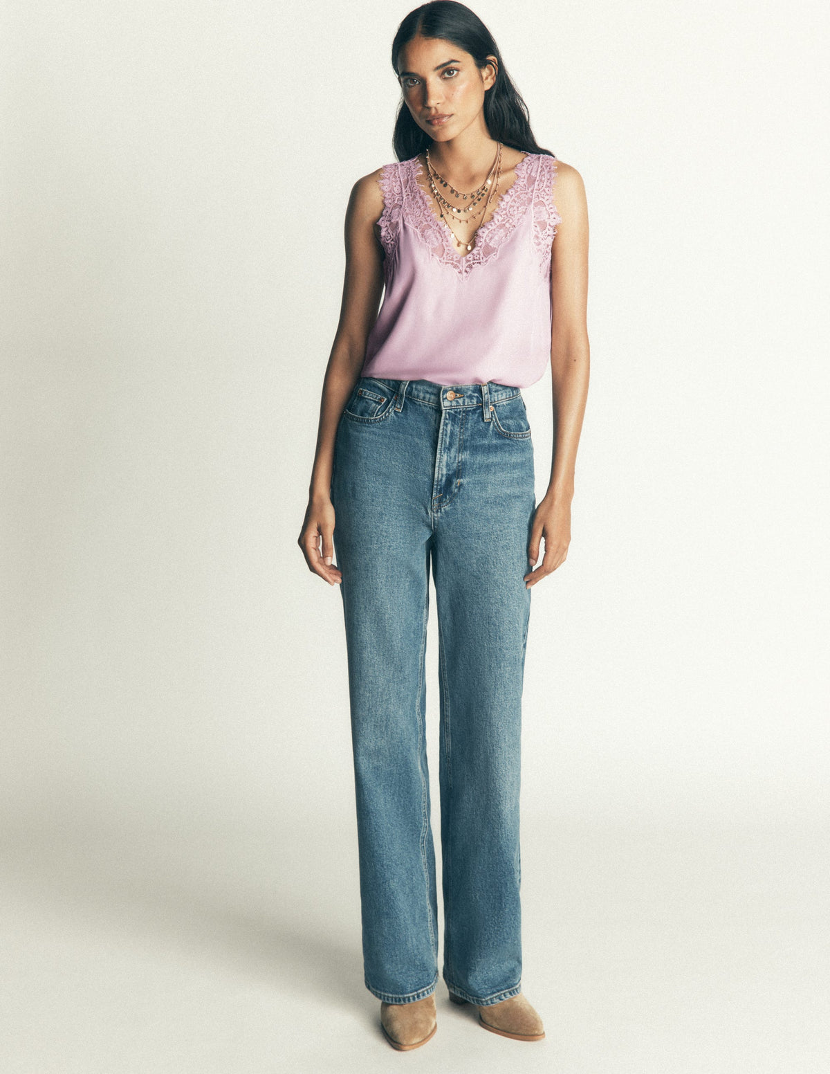 Ara Camisole-Top aus Seidenmischung mit Spitze-Quarzrosa-4