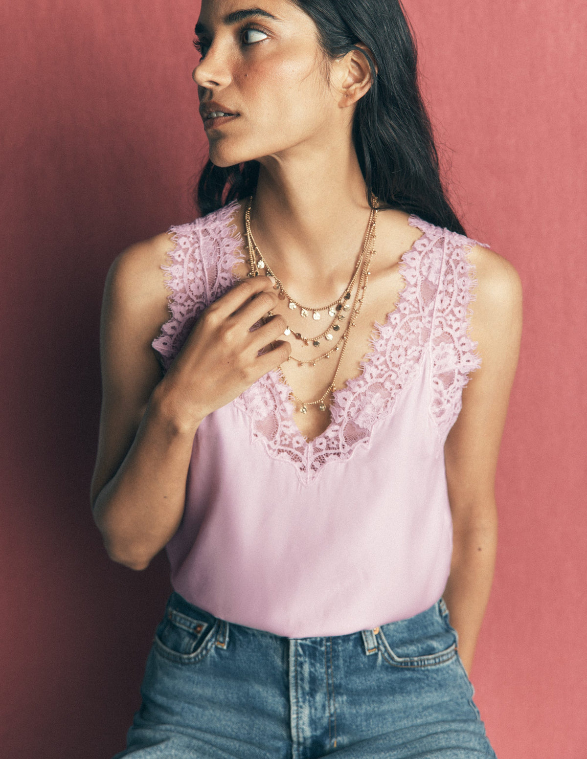 Ara Camisole-Top aus Seidenmischung mit Spitze-Quarzrosa - Image 5