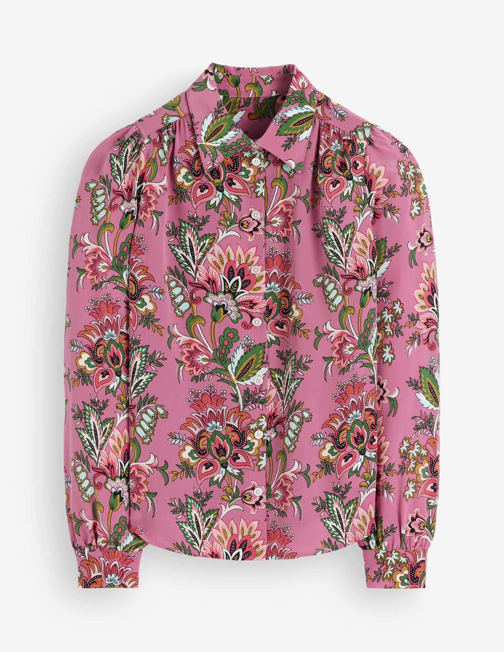 Sara Seidenhemd-Rosa Heidekraut, Gefrorenes Blumenmuster - Image 6