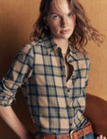Das neue Sienna Baumwollhemd-Camel, Marineblau, Grün Kariert