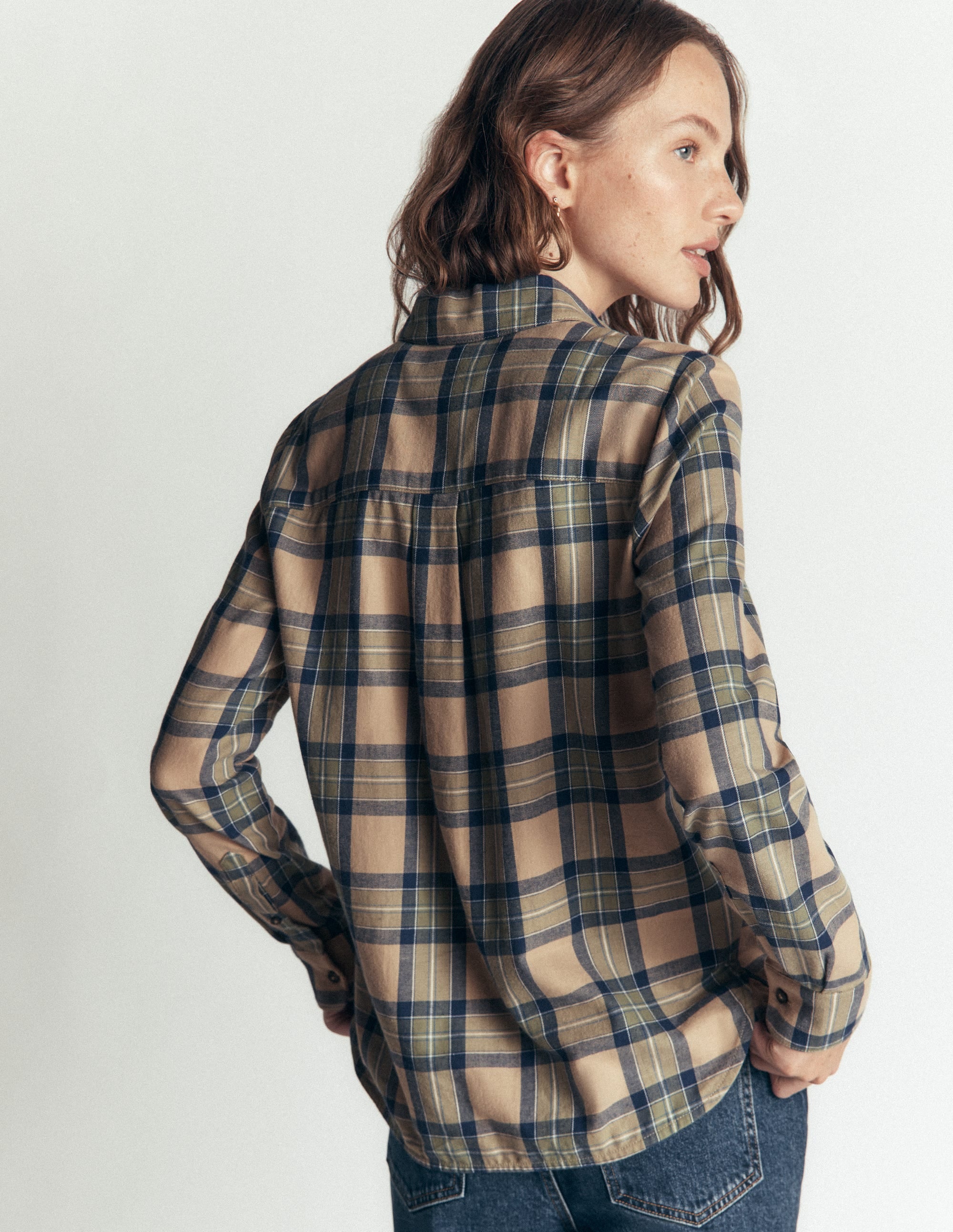 Das neue Sienna Baumwollhemd-Camel, Marineblau, Grün Kariert - Image 3
