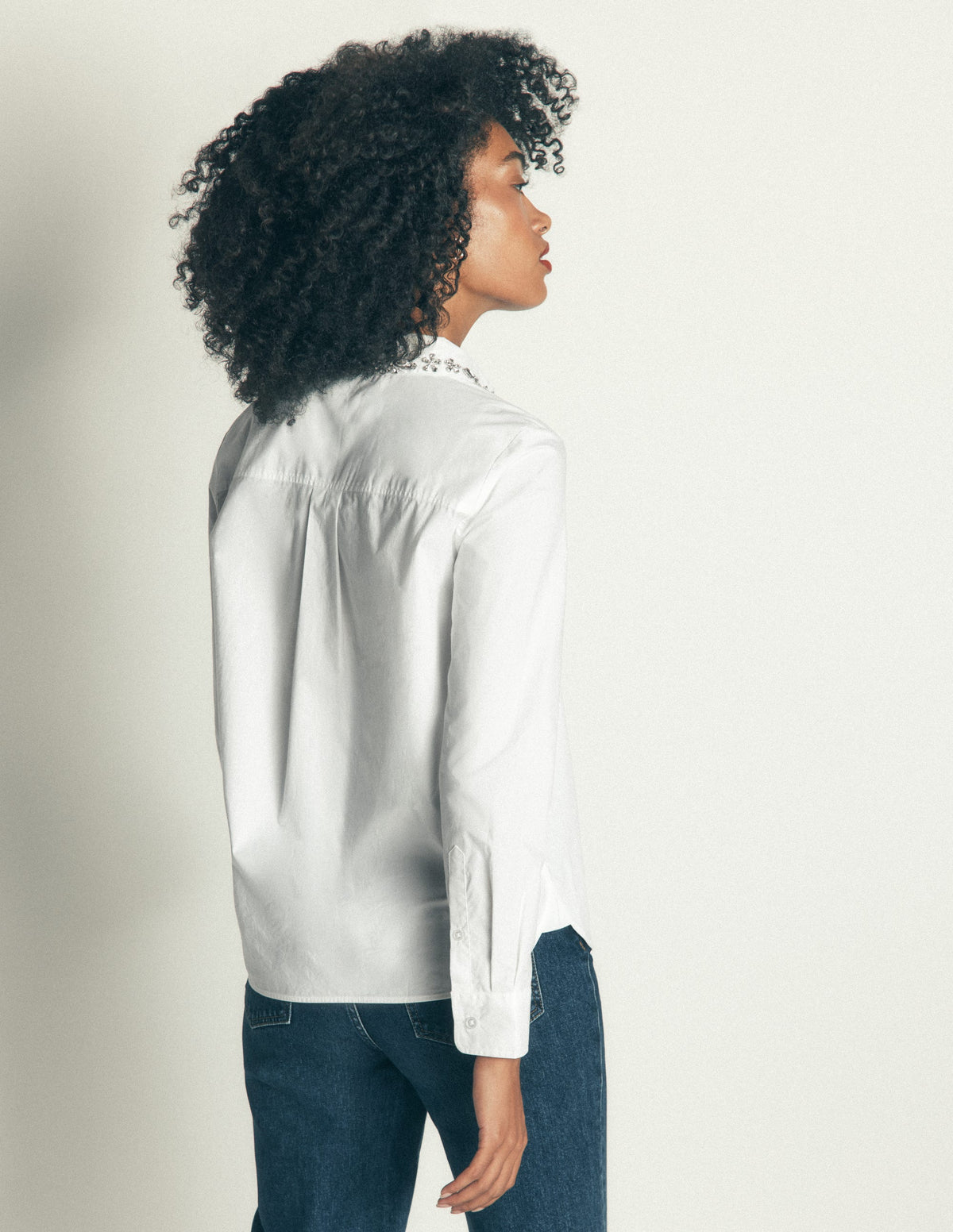 The New Sienna Cotton Shirt-White, Jewel Collar-3