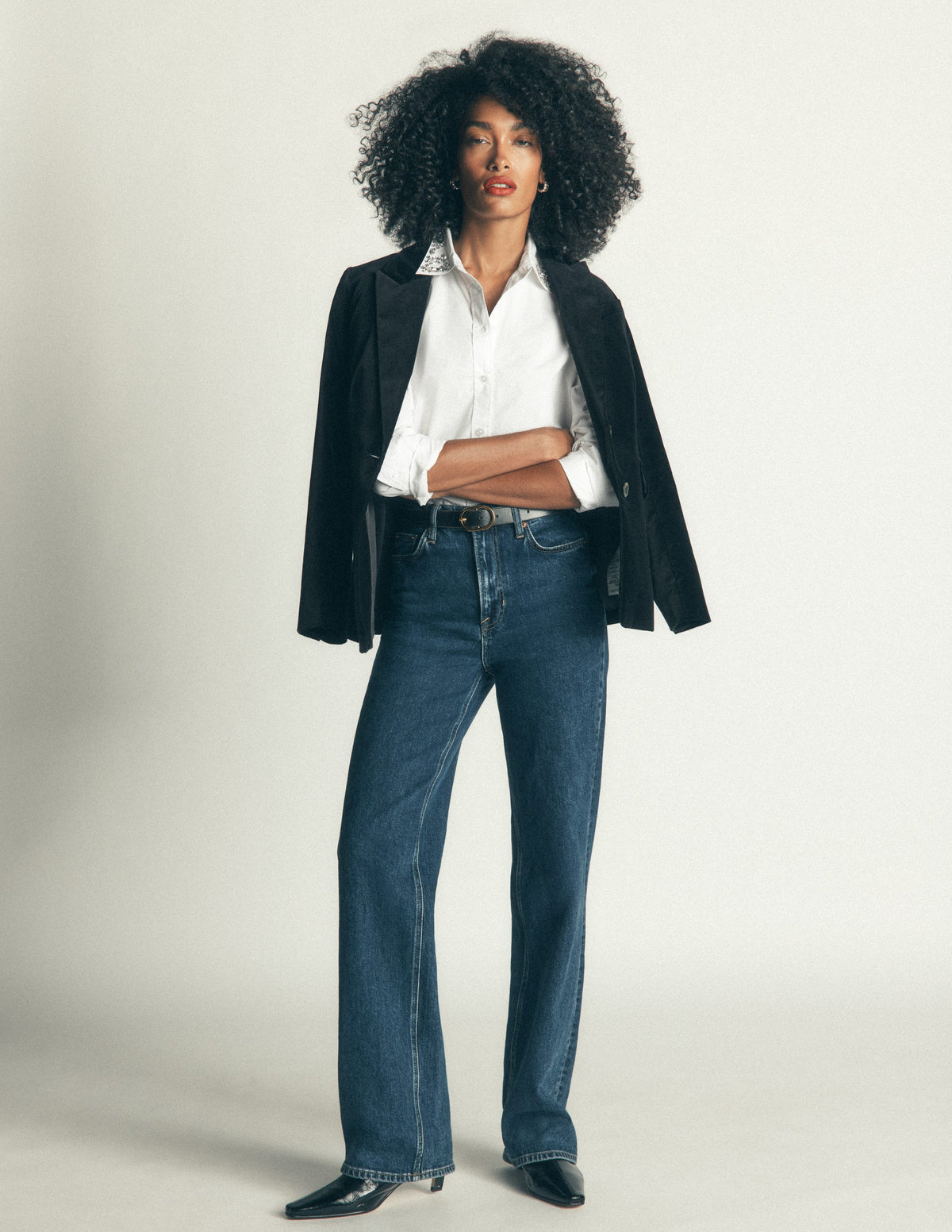 The New Sienna Cotton Shirt-White, Jewel Collar - Image 4