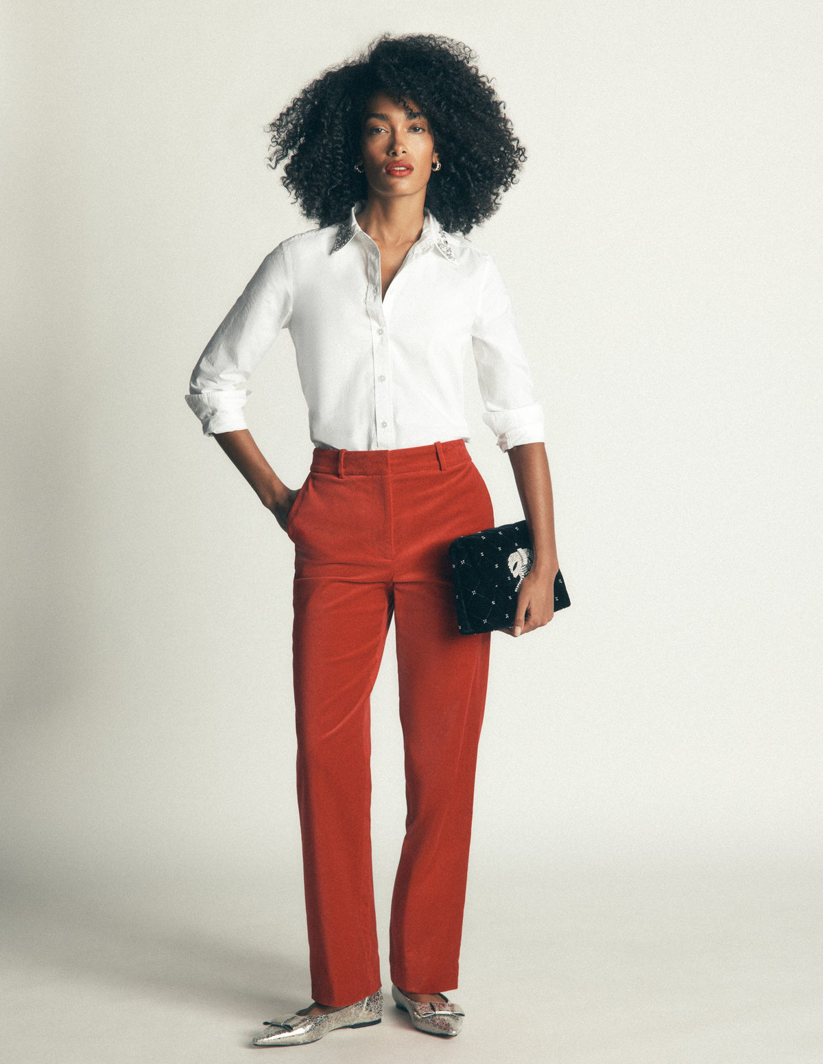 The New Sienna Cotton Shirt-White, Jewel Collar-6