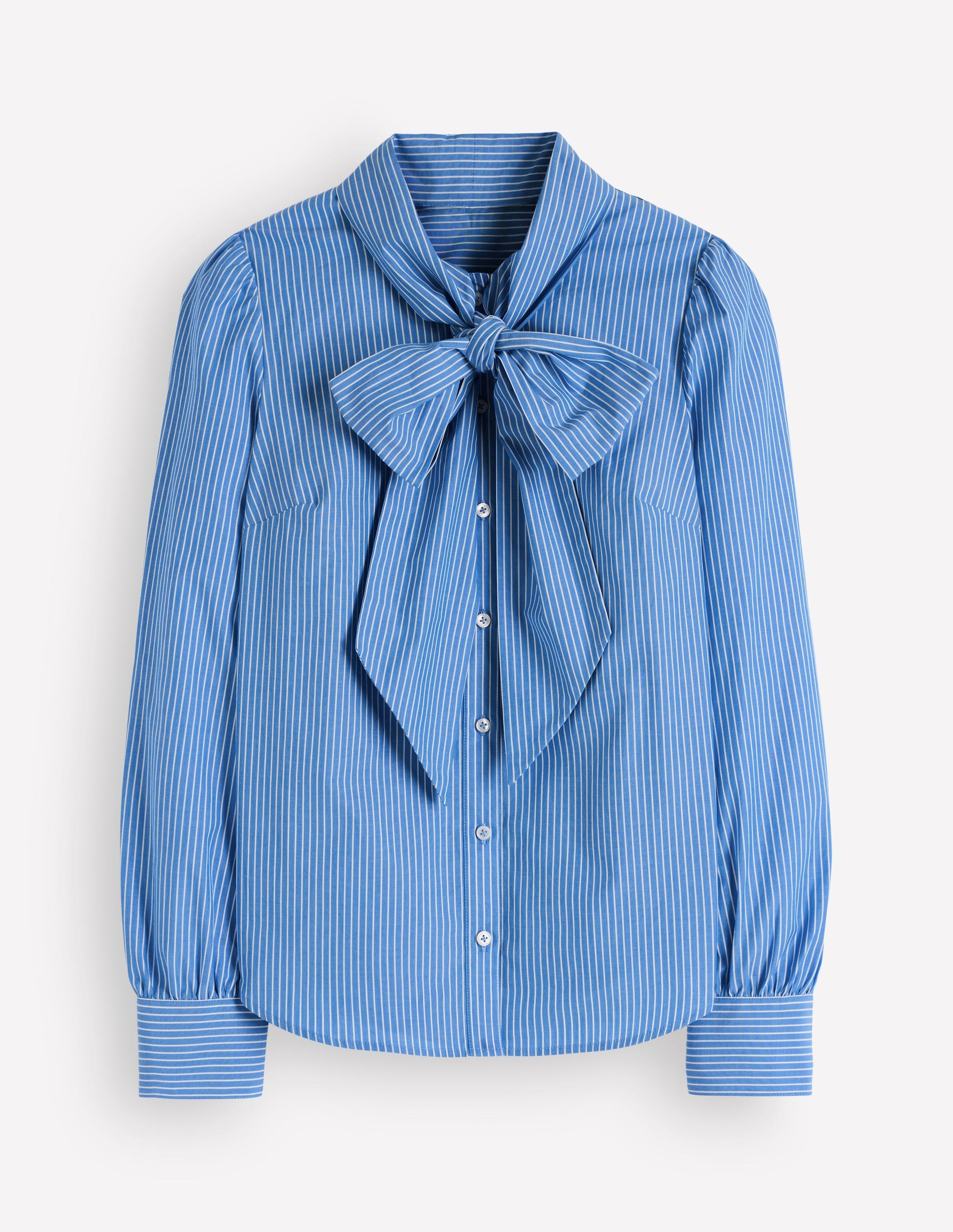 Clara Hemd zum Binden-Blau und Naturweiß Gestreift-6