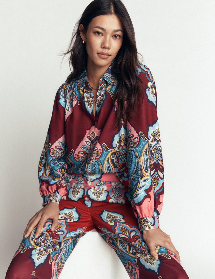 Long Sleeve Printed Shirt-Multi, Popping Paisley