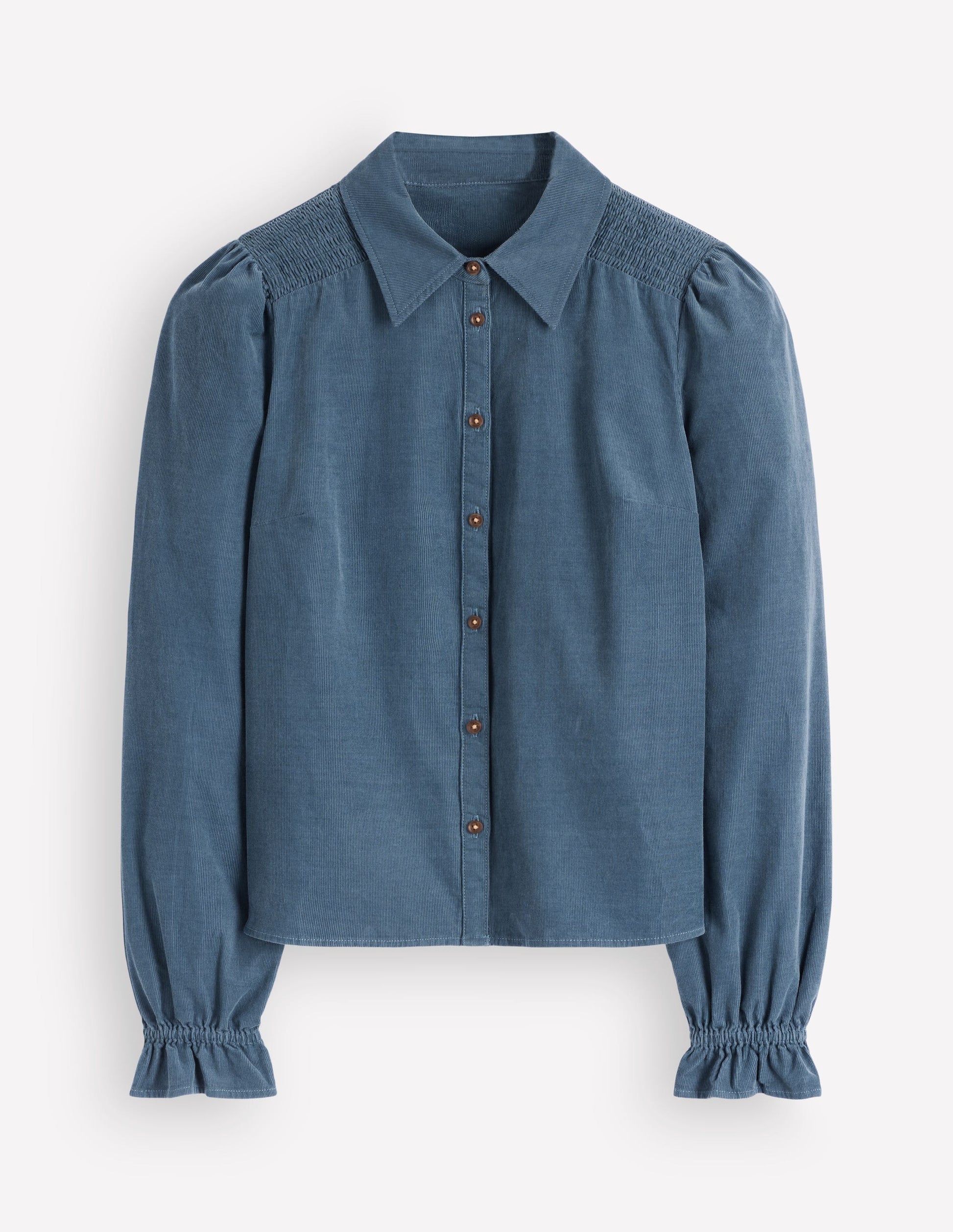 Violet Cordoberteil mit gesmokten Schultern-Graublau-5