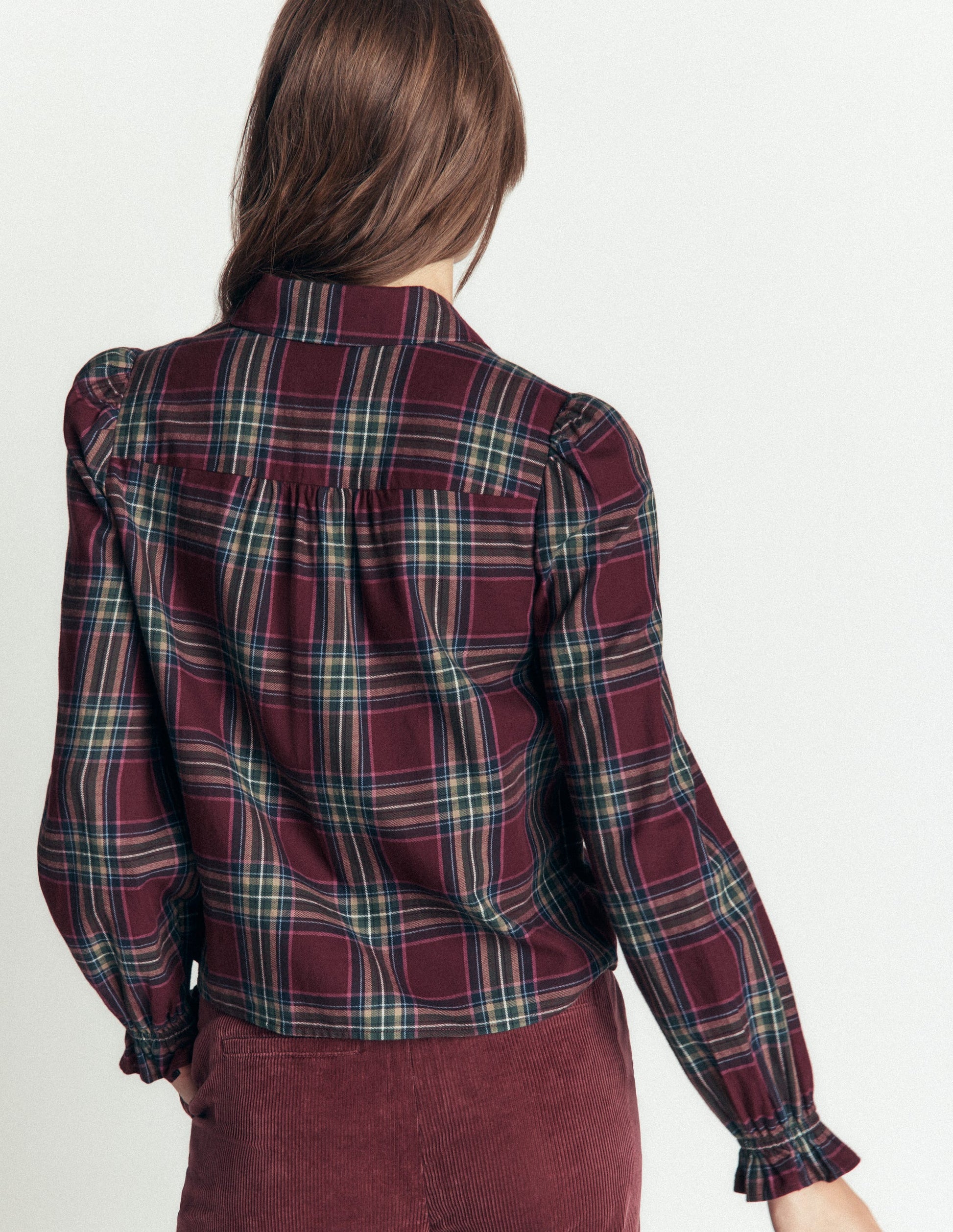 Violet Cotton Top-Maroon and Olive Check-3