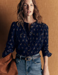 Thea Cord Shirt-French Navy, Ditsy Carnation