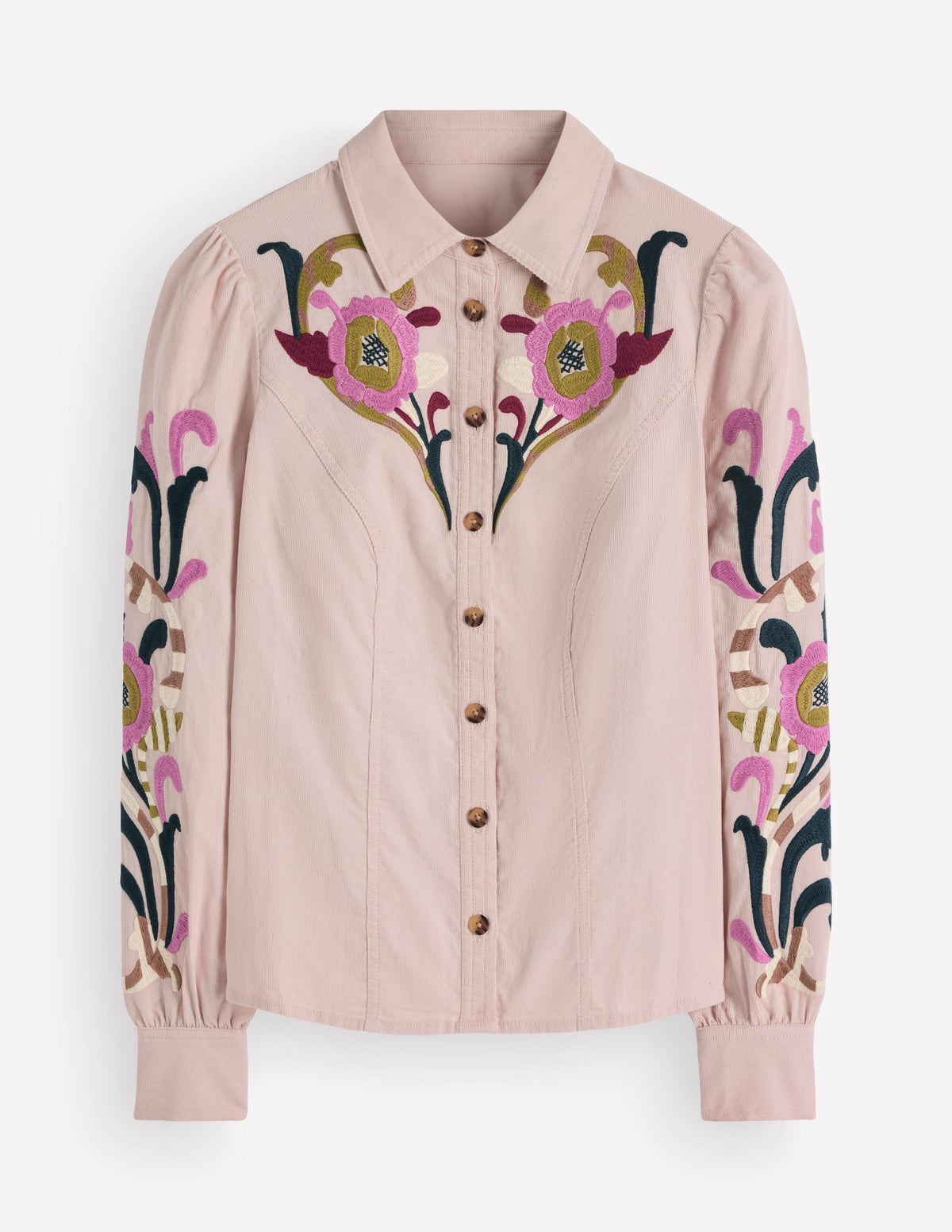 Chemise Sky en velours côtelé-Lait d’amande, broderie-7