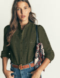 Broderie Cotton Top-Scarab