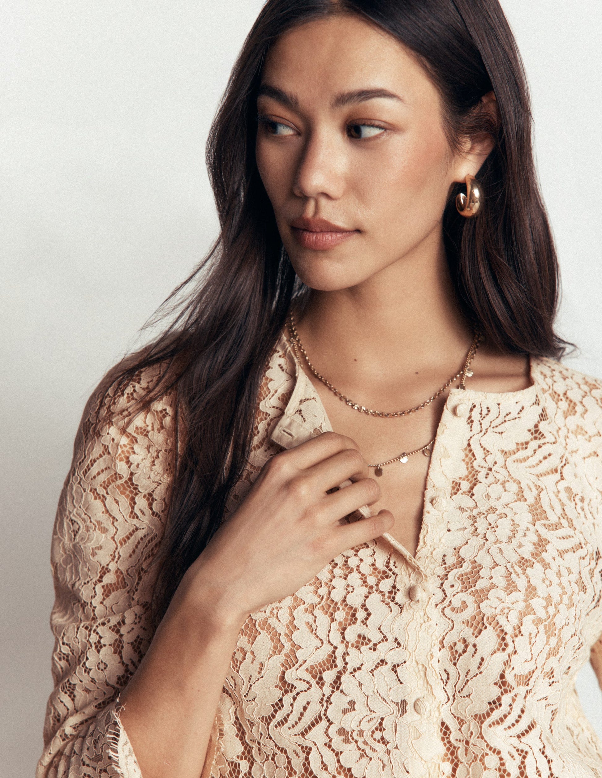 Lace Puff Sleeve Top-Warm Ivory-3