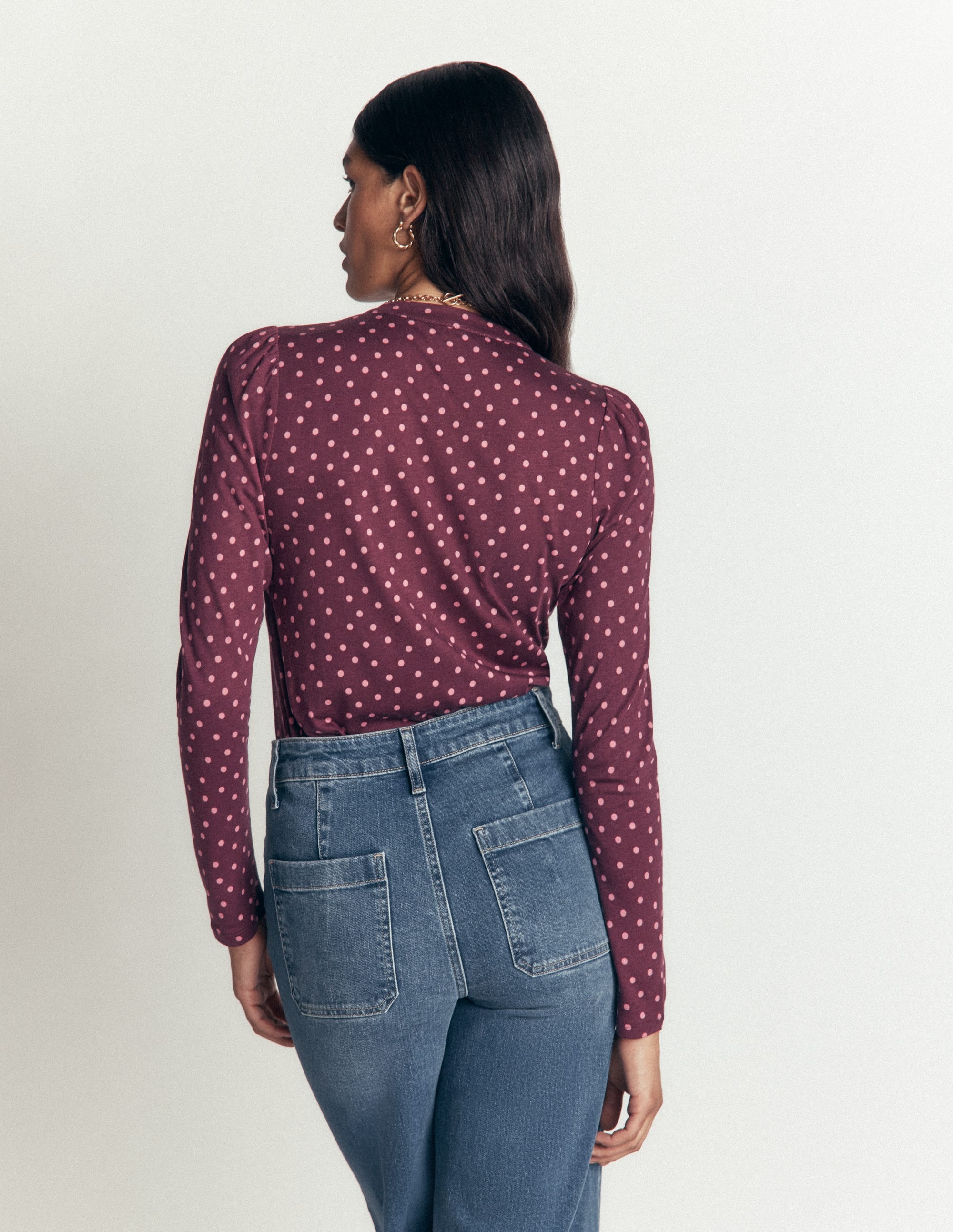 Chemise ultra-douce à manches bouffantes-Winetasting, pois peints - Image 3