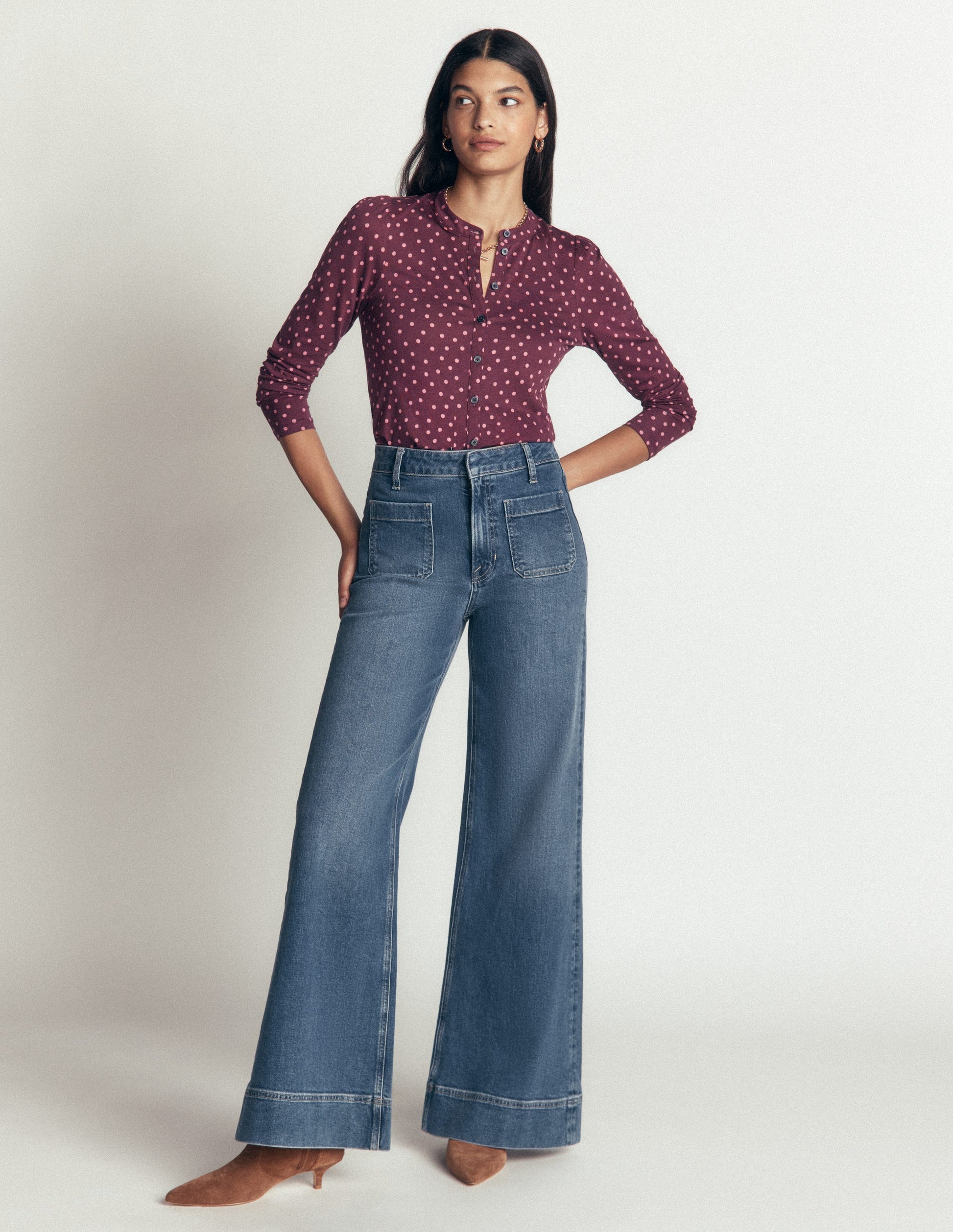 Chemise ultra-douce à manches bouffantes-Winetasting, pois peints-4