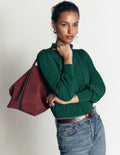 Deep Cuff Half Placket Blouse-Emerald Night
