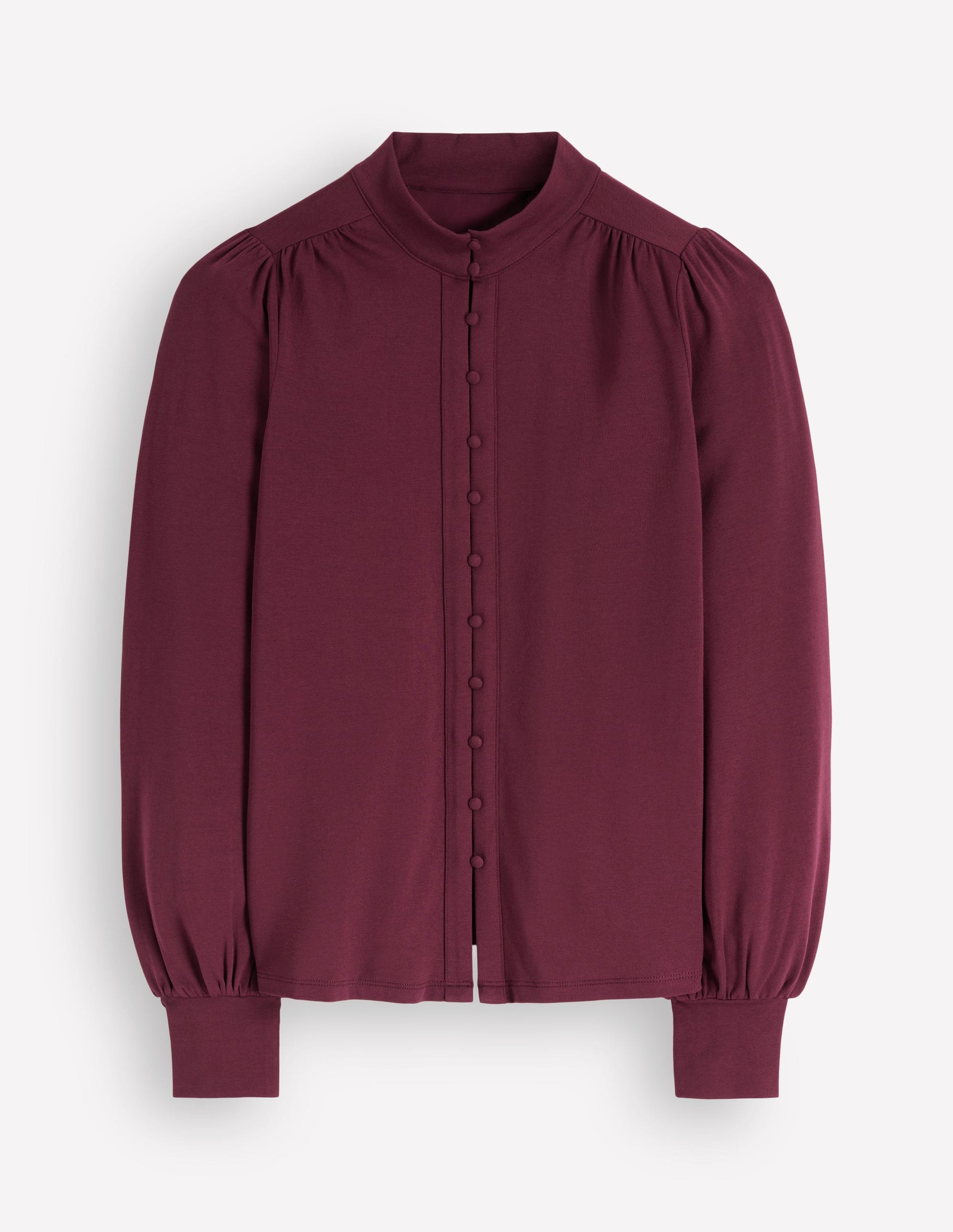 Bluse mit langen Manschetten und halber Knopfleiste-Dunkelviolett-6