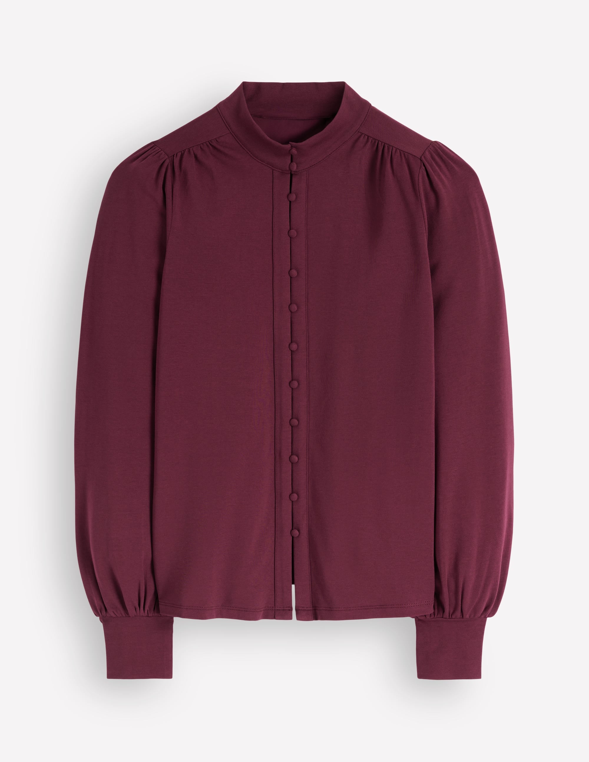 Bluse mit langen Manschetten und halber Knopfleiste-Dunkelviolett - Image 6