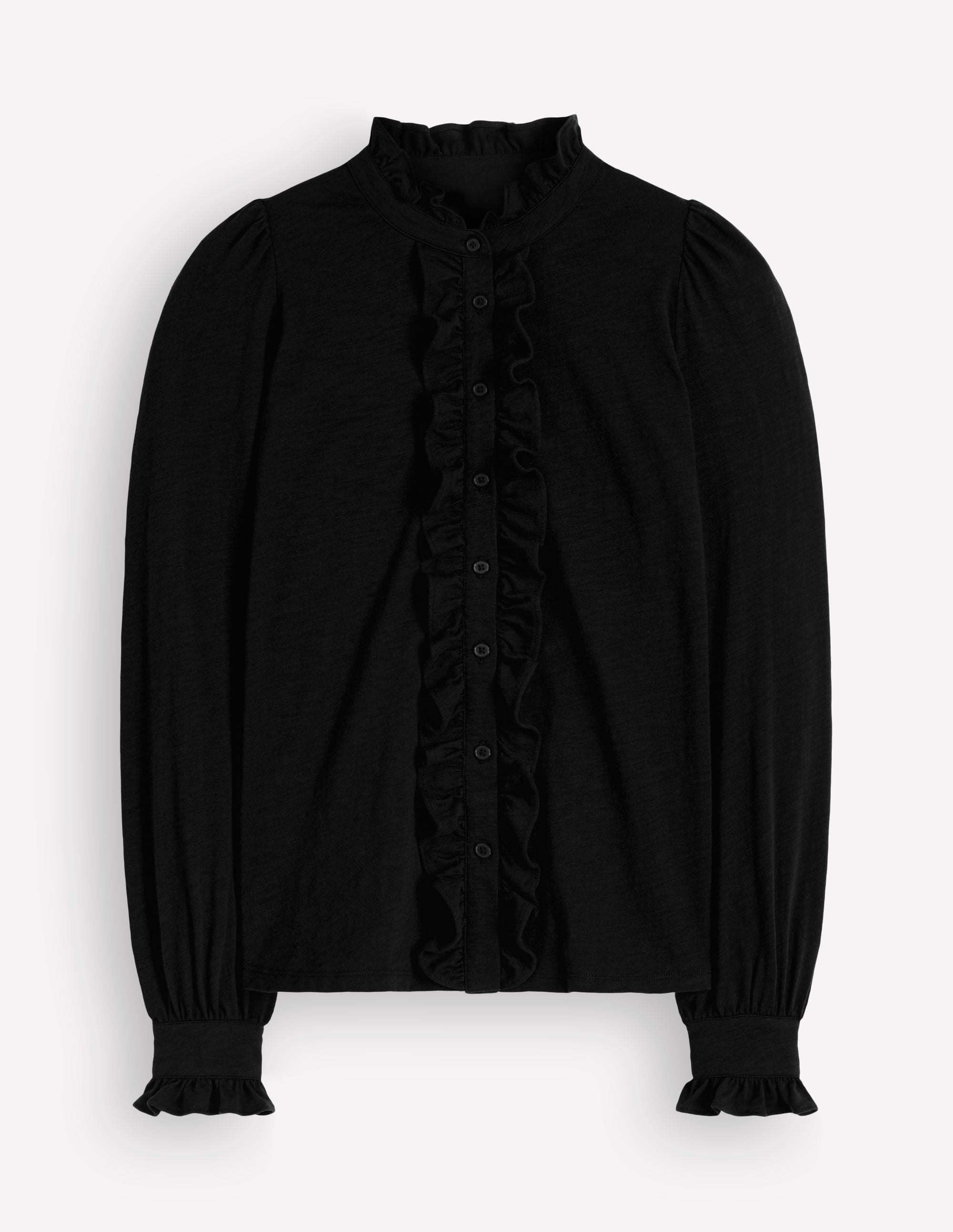 Bluse mit großen Rüschen-Schwarz - Image 5