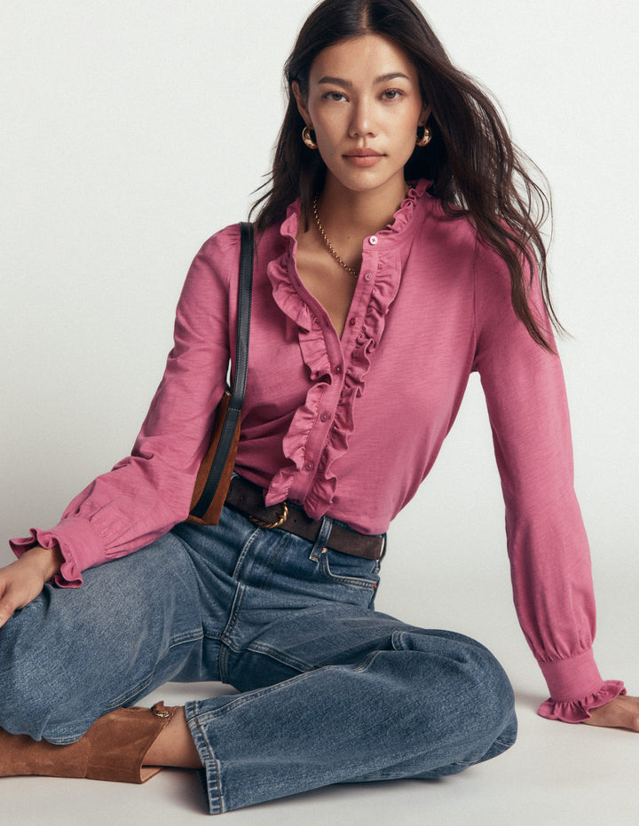 Mega Frill Blouse-Pink Heather
