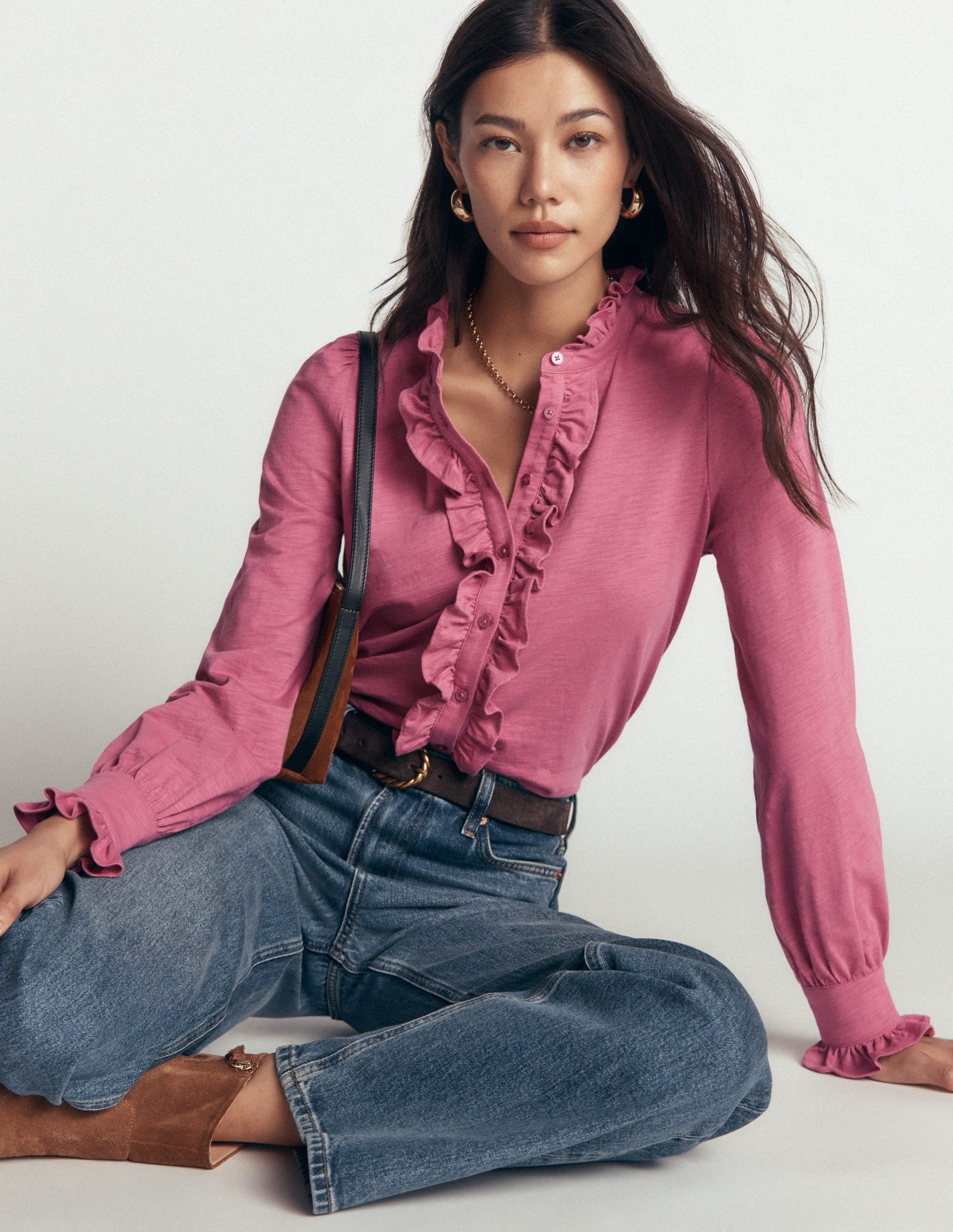 Blouse à grands volants-Bruyère rose - Image 1