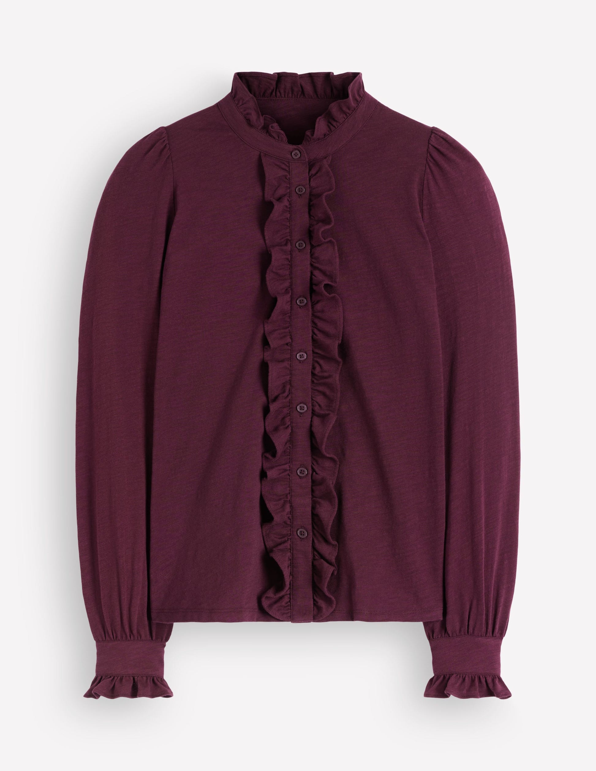 Bluse mit großen Rüschen-Dunkle Kirsche-5