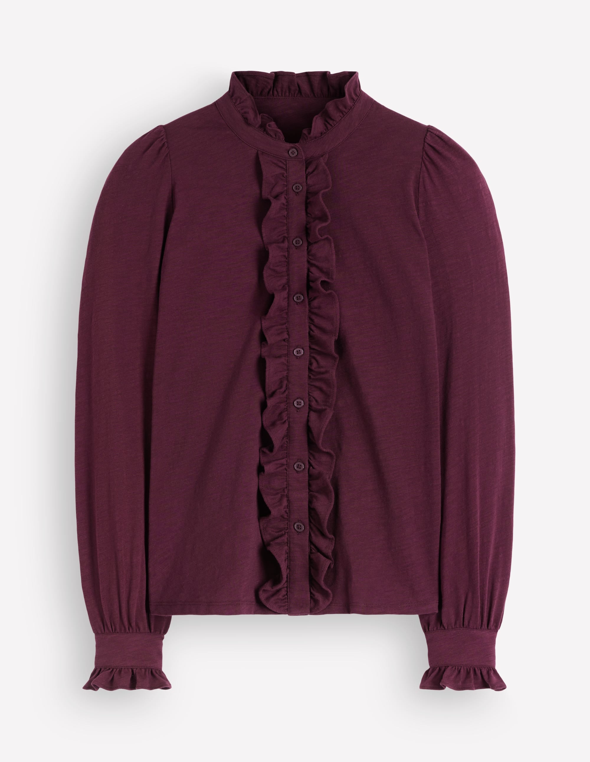 Bluse mit großen Rüschen-Dunkle Kirsche - Image 5