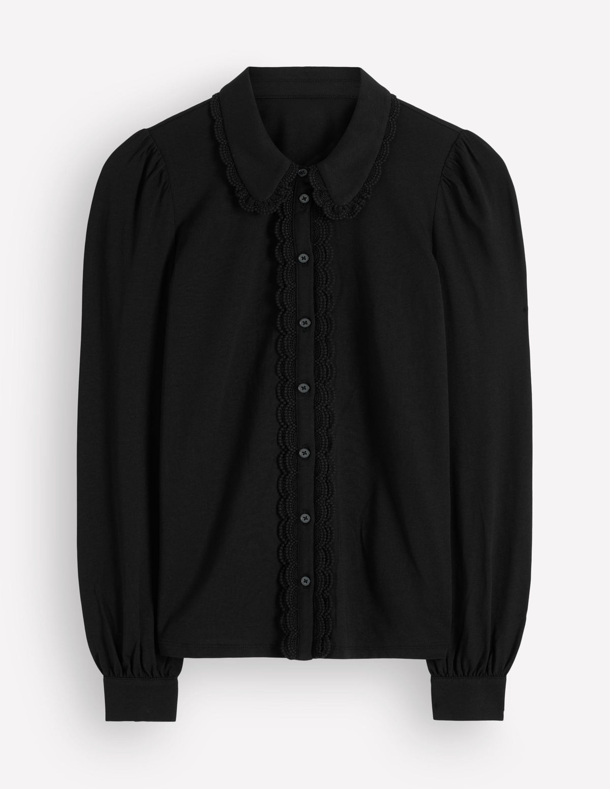 Bluse mit Rüschen und Spitze-Schwarz-5
