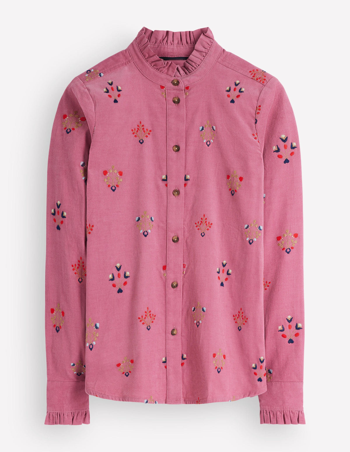 Sienna Cordhemd mit Rüschen-Rosa Heidekraut, Stickerei-7