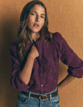 Broderie Cotton Top-Bordeaux