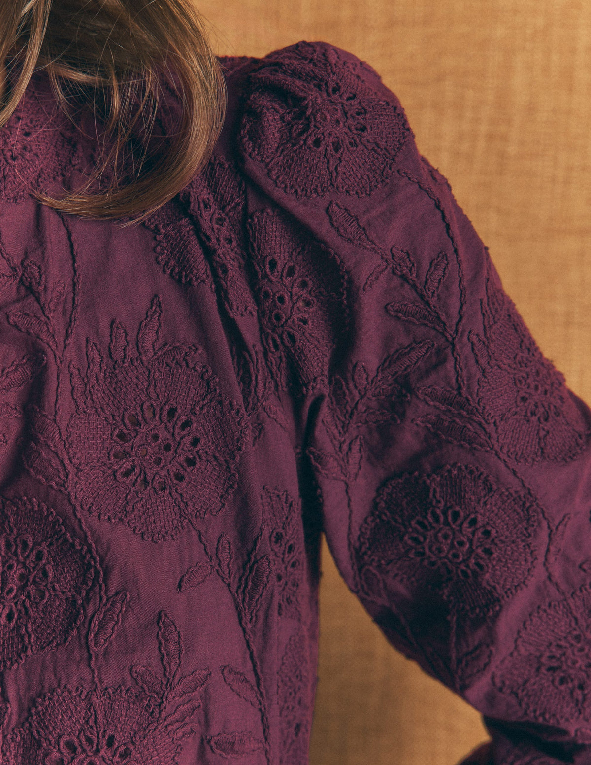 Broderie Cotton Top-Bordeaux - Image 2