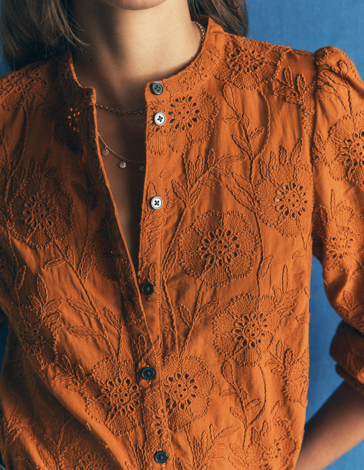 Top en coton et broderie anglaise-Amande sucrée - Image 2