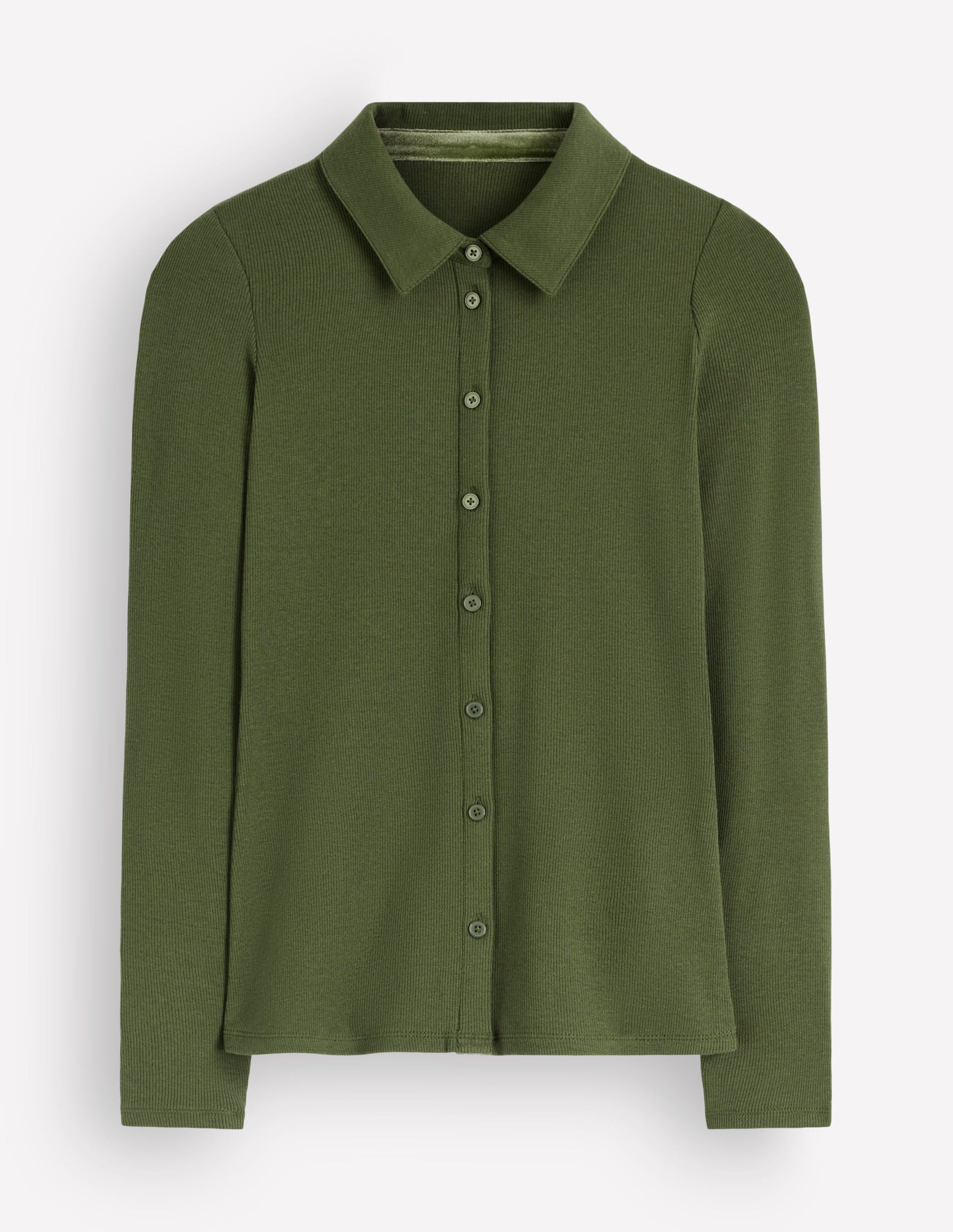 Chemise côtelée en jersey et velours-Vert forêt-5