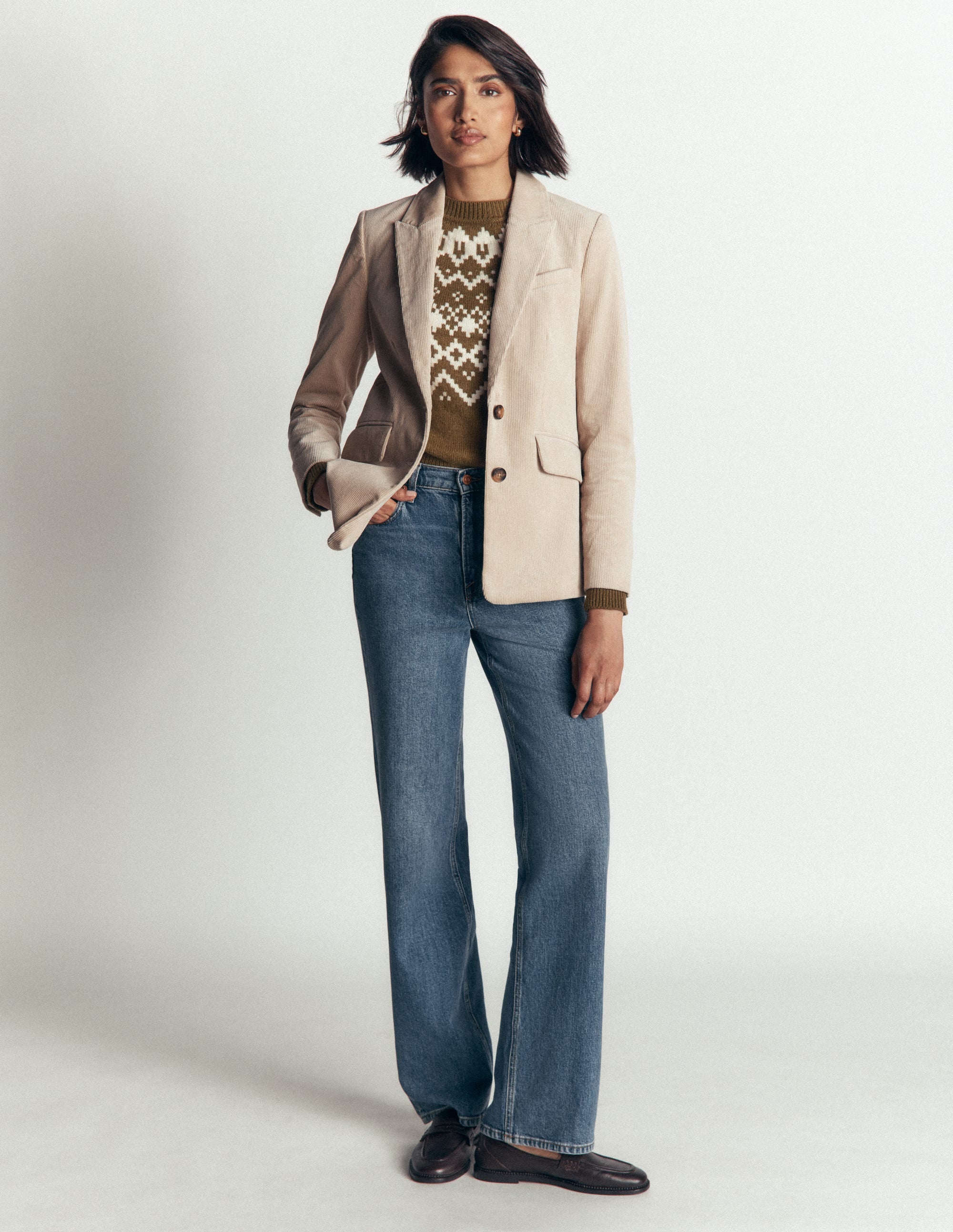 Blazer Stamford en velours côtelé-Crème - Image 2