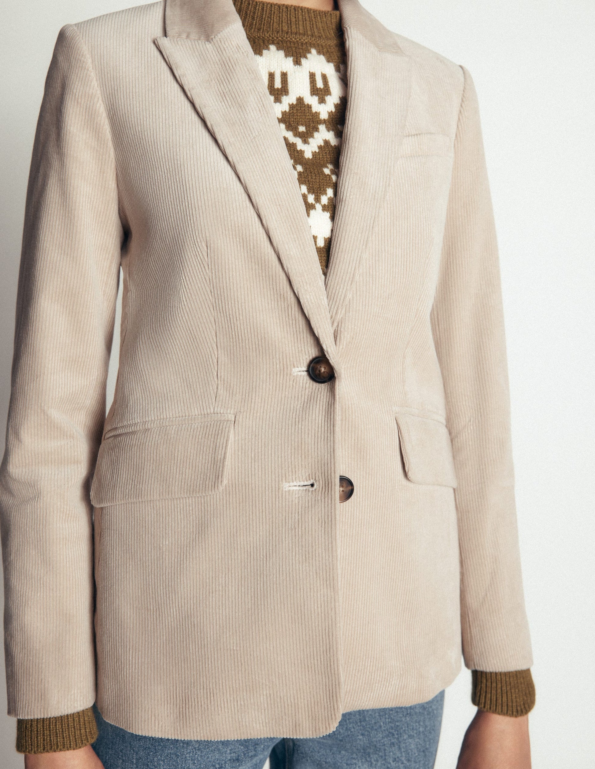 Blazer Stamford en velours côtelé-Crème-4