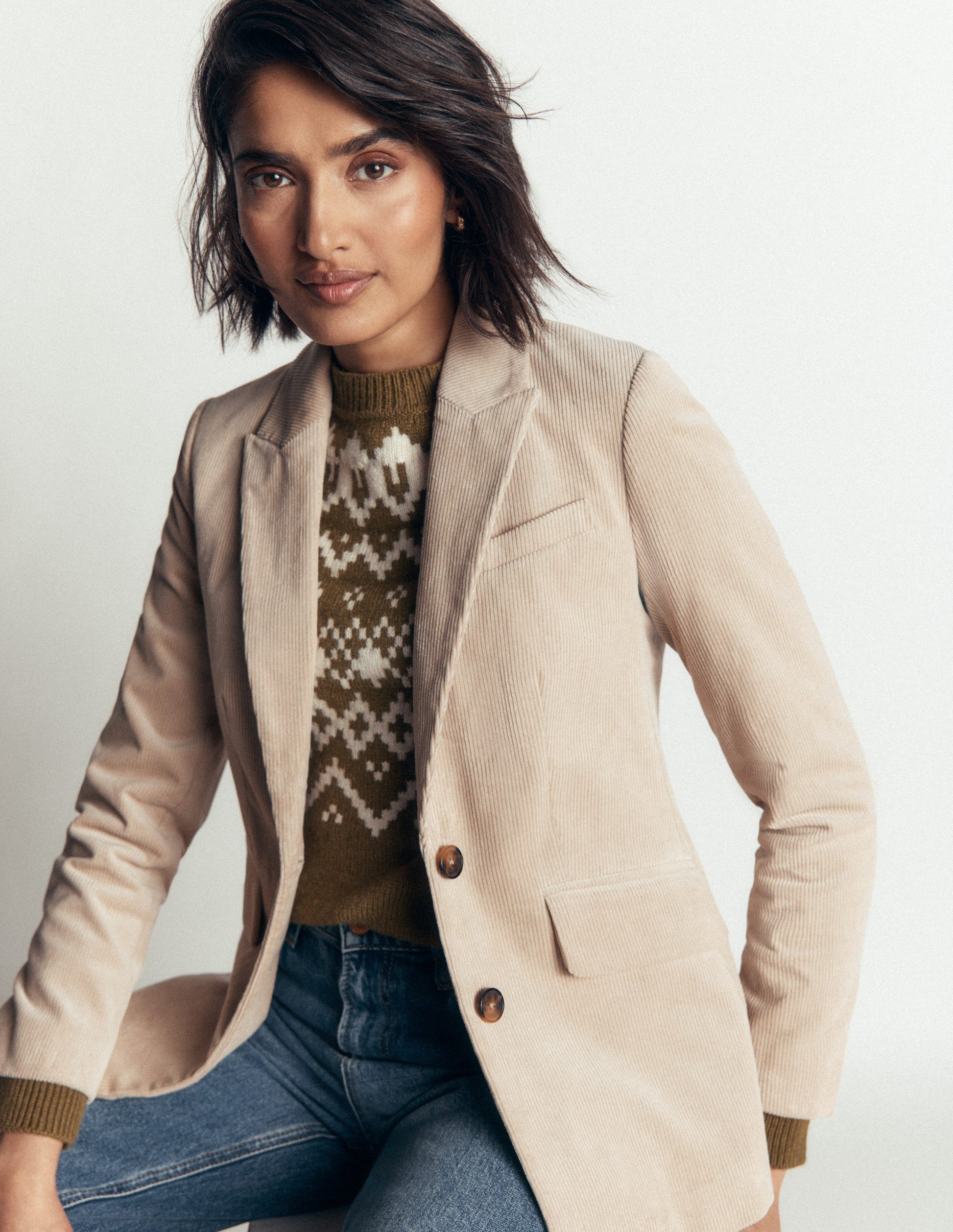 Blazer Stamford en velours côtelé-Crème-6