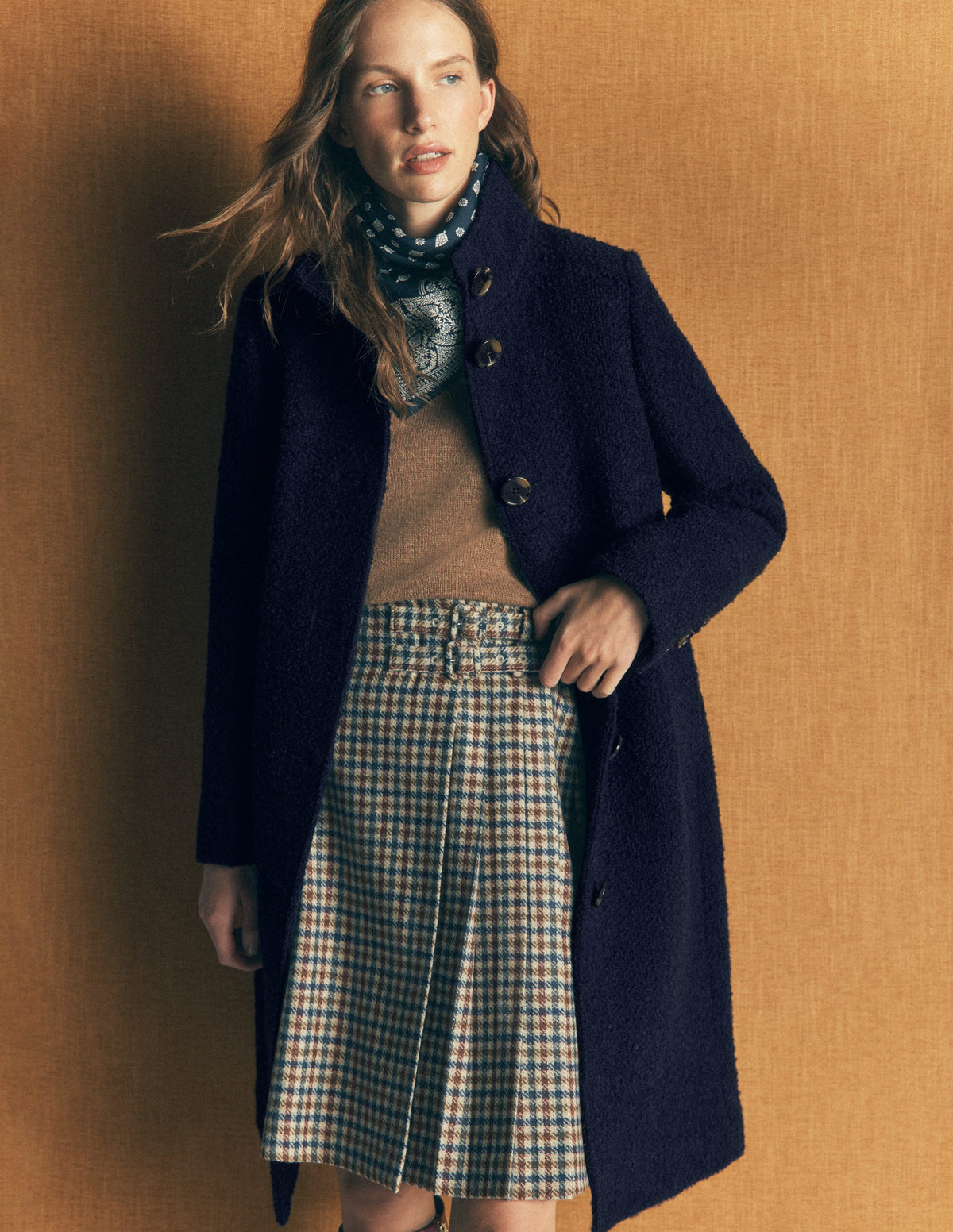 Pull en laine à col cheminée-Bleu marine-1