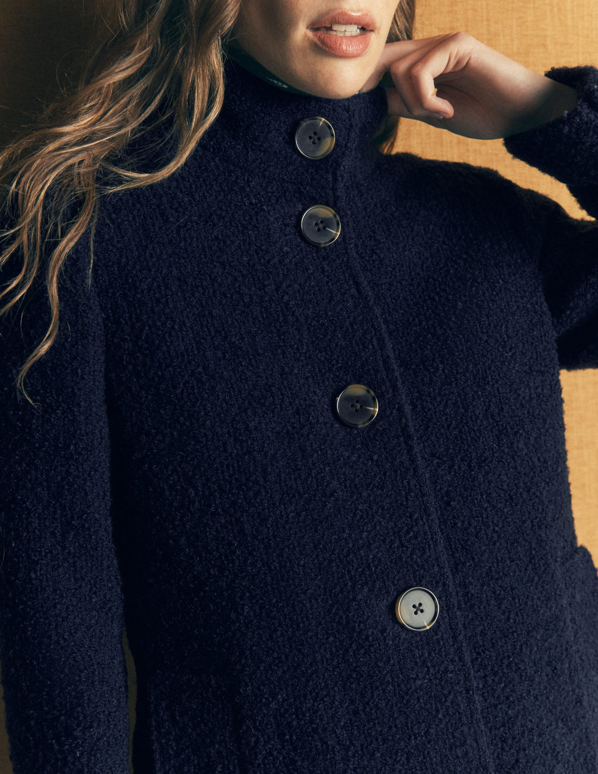 Pull en laine à col cheminée-Bleu marine-2