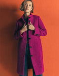 Funnel Neck Wool Coat-Festival Fuschia