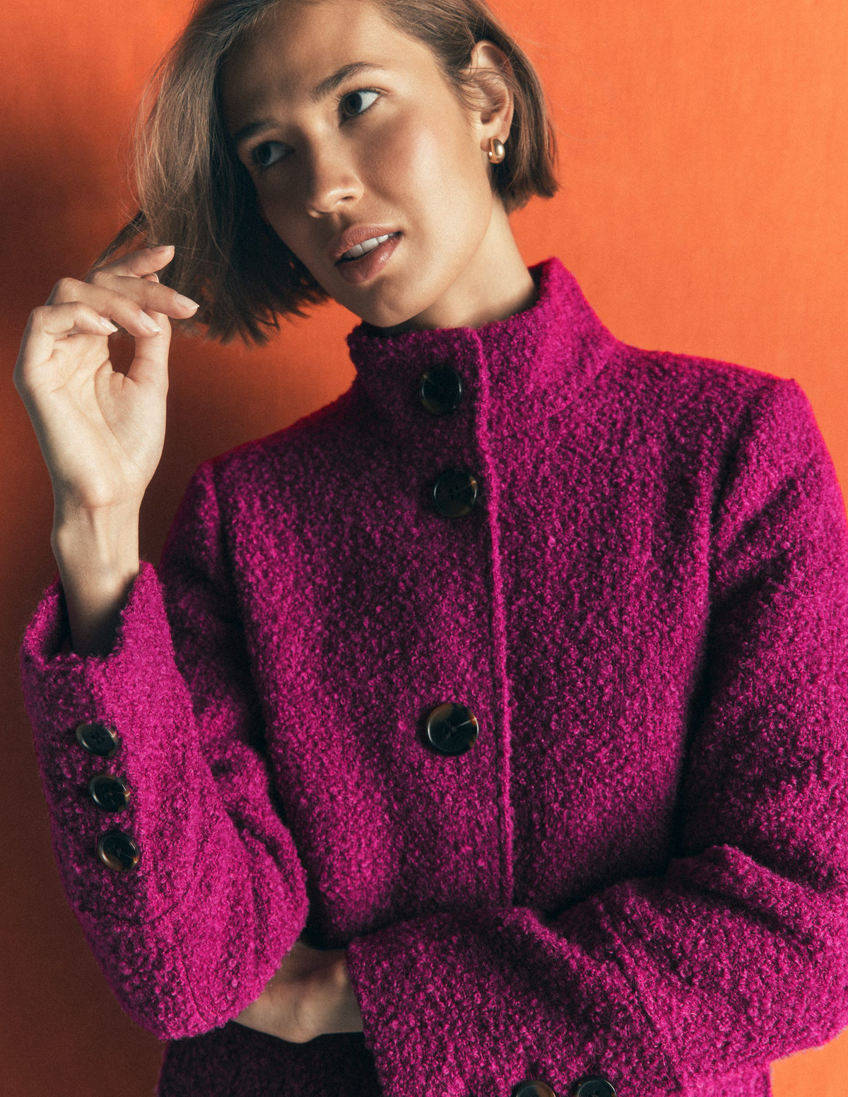 Funnel Neck Wool Coat-Festival Fuschia-2