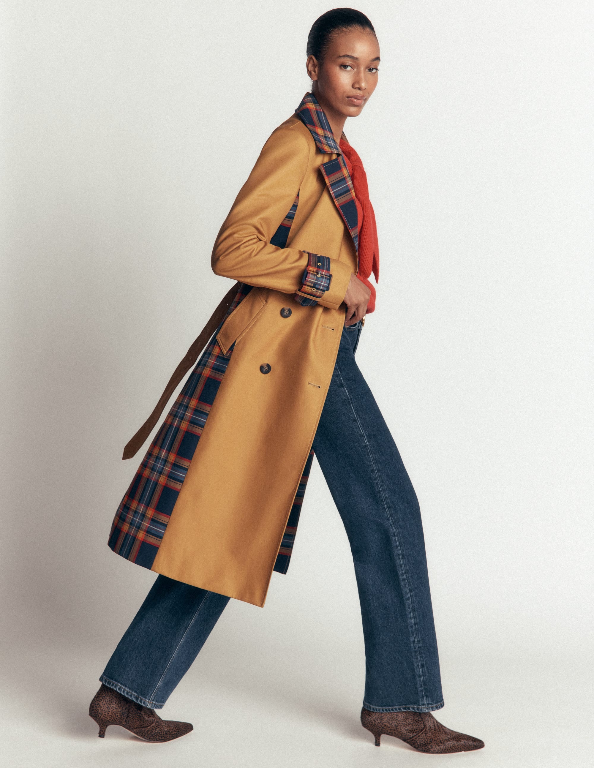 Zweireihiger Trenchcoat-Kamelbraun - Image 3