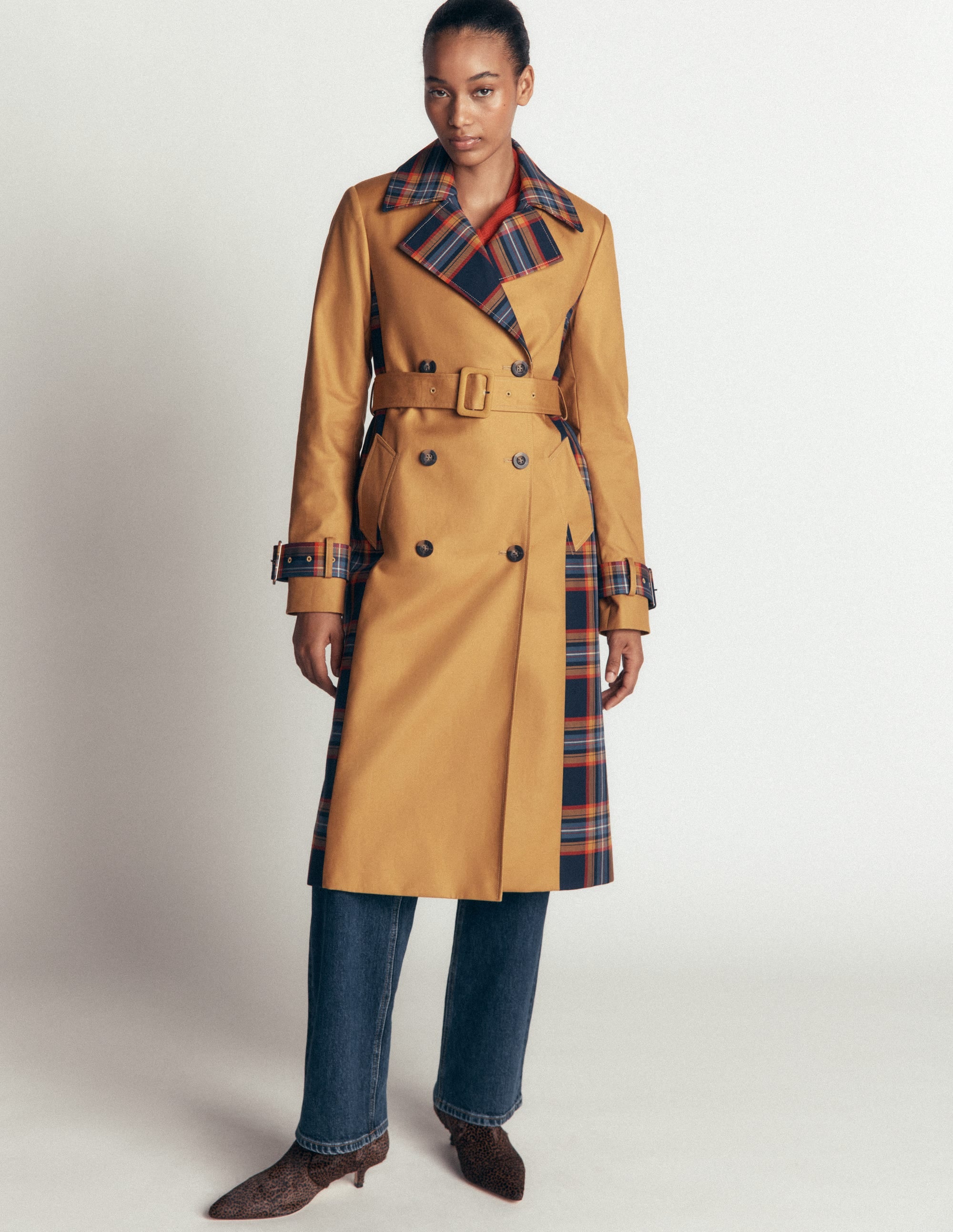Zweireihiger Trenchcoat-Kamelbraun - Image 6
