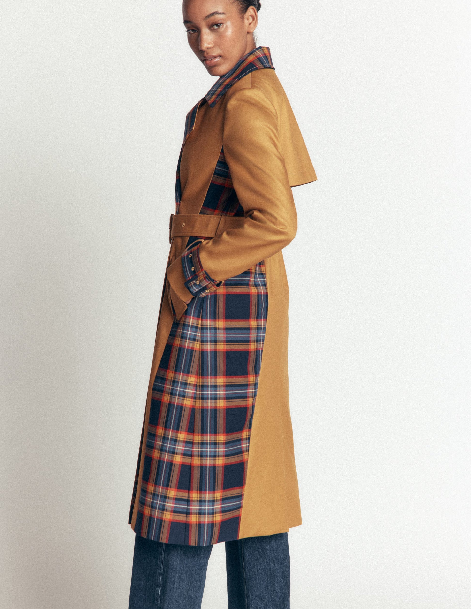Zweireihiger Trenchcoat-Kamelbraun-8