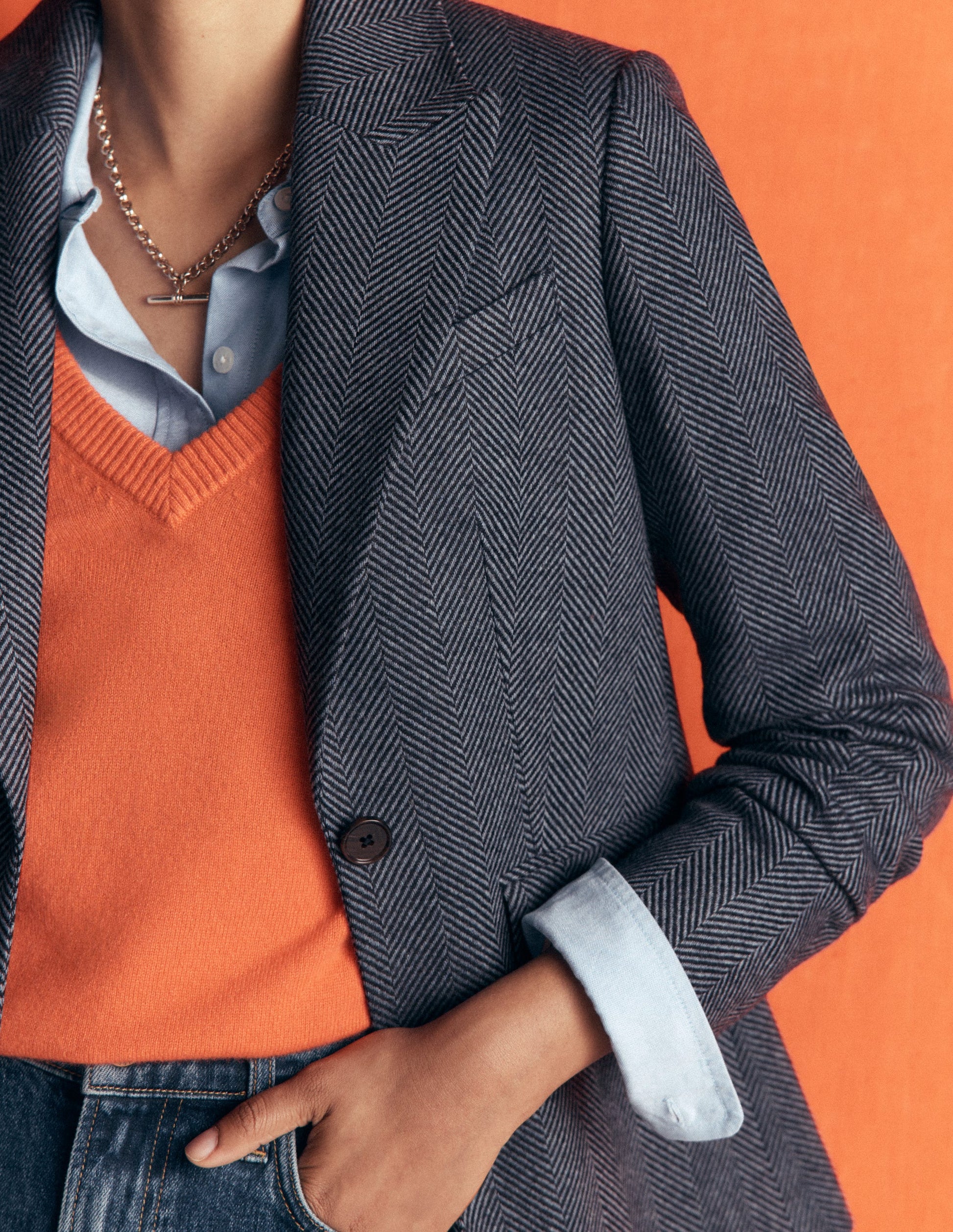 Stamford Wollblazer-Blau und Marineblau Fischgrätmuster-2