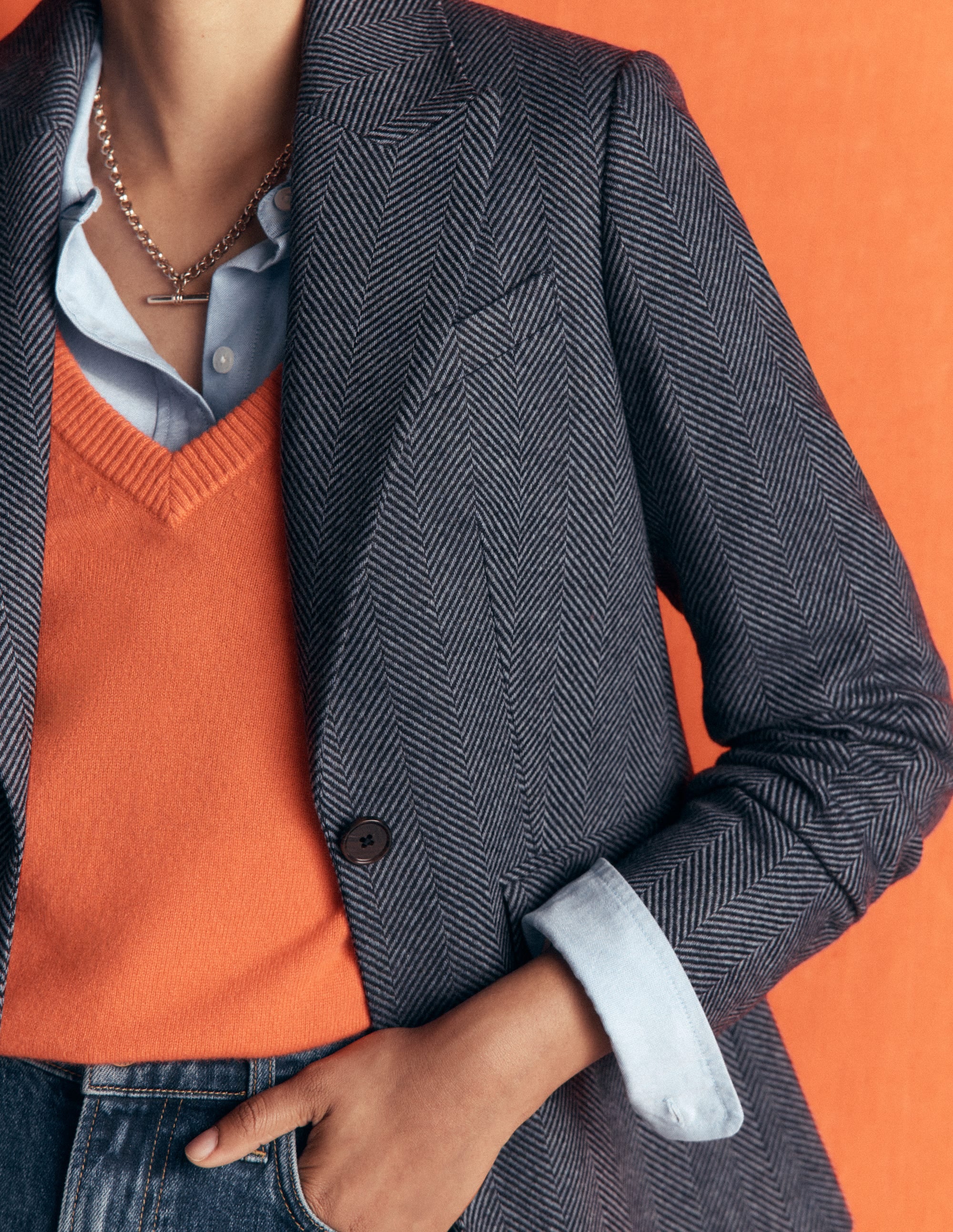 Stamford Wollblazer-Blau und Marineblau Fischgrätmuster - Image 2