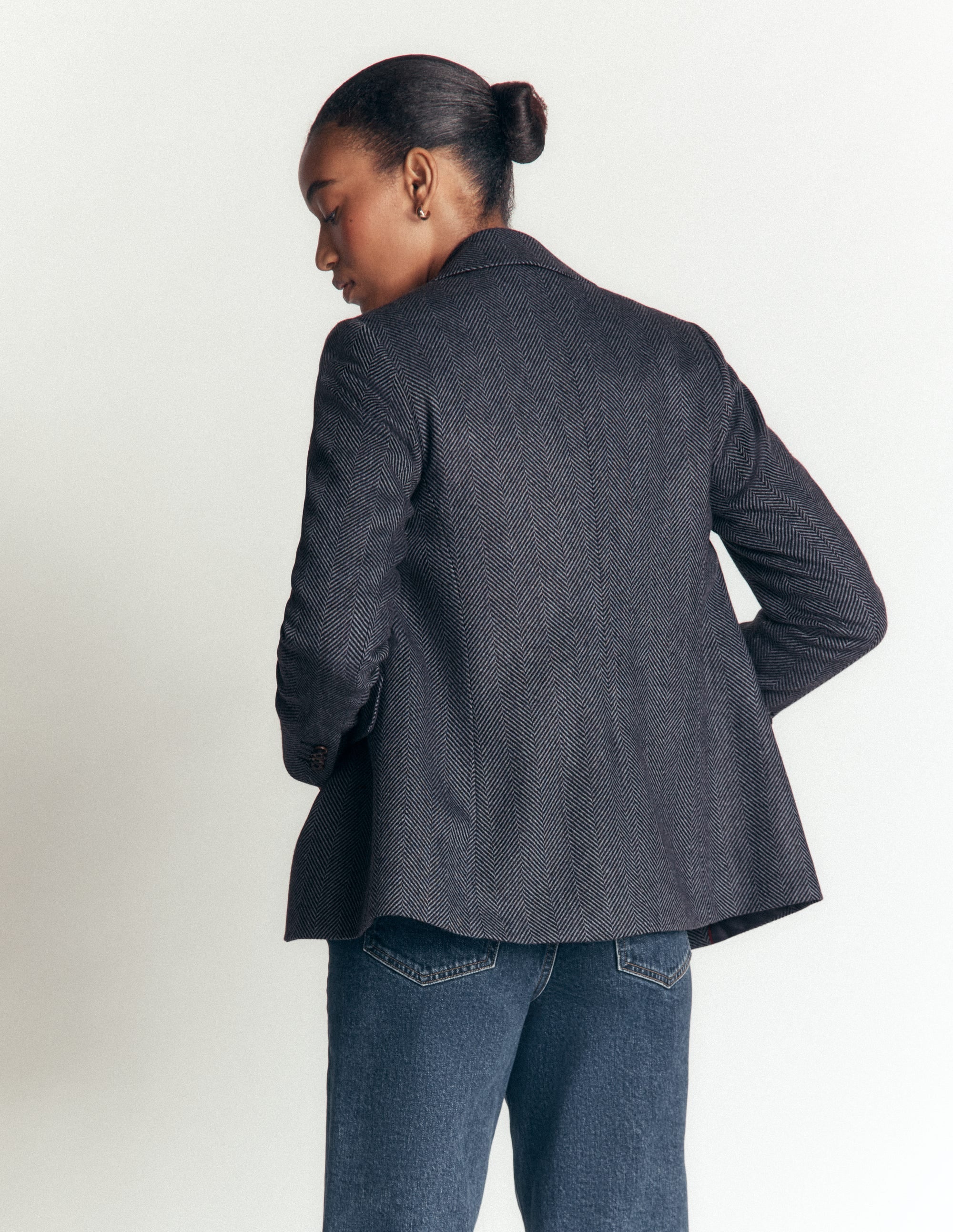 Stamford Wollblazer-Blau und Marineblau Fischgrätmuster - Image 3