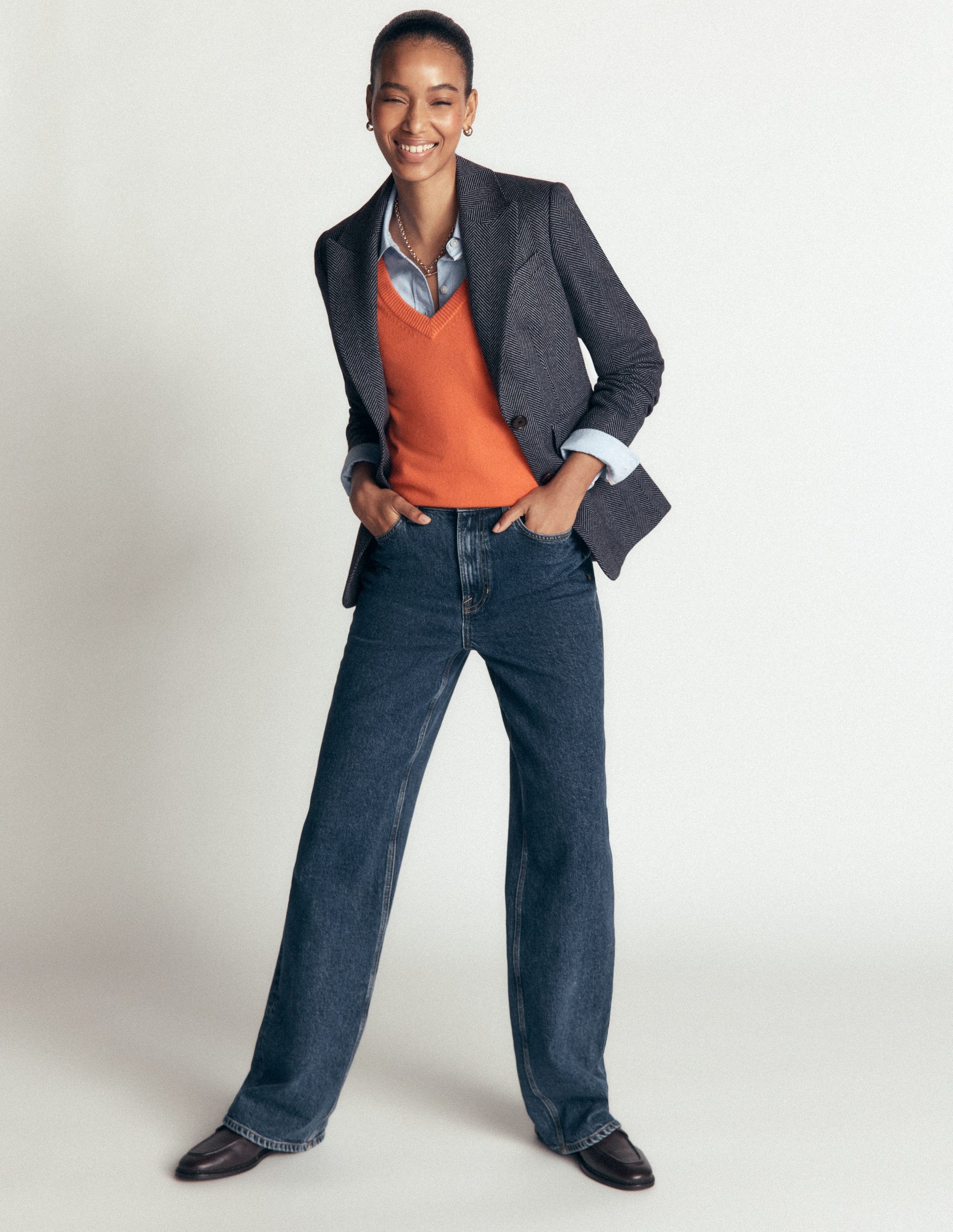 Stamford Wollblazer-Blau und Marineblau Fischgrätmuster-4